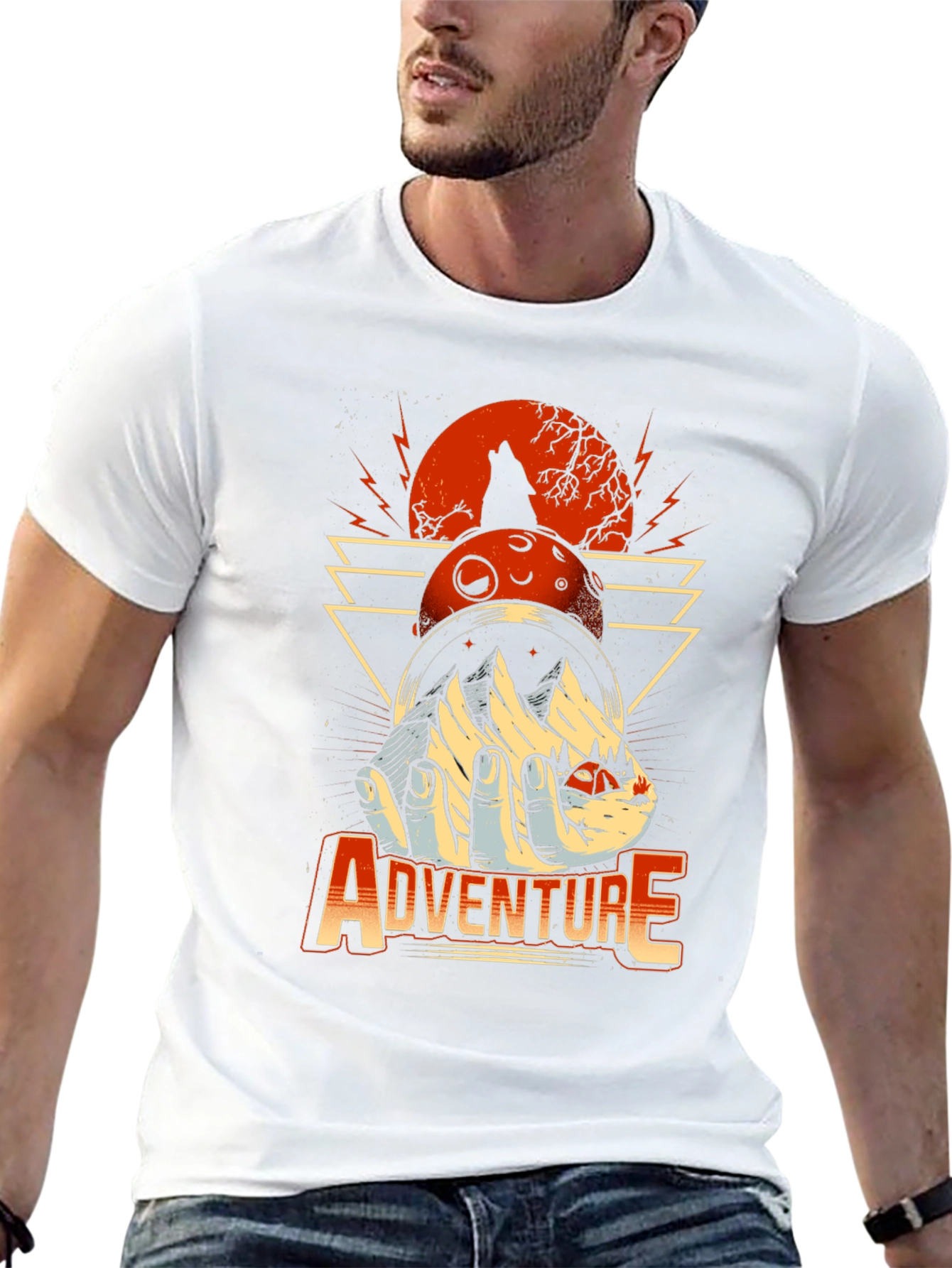 Adventure Graphic Print T-Shirt - Wolf Moon Design