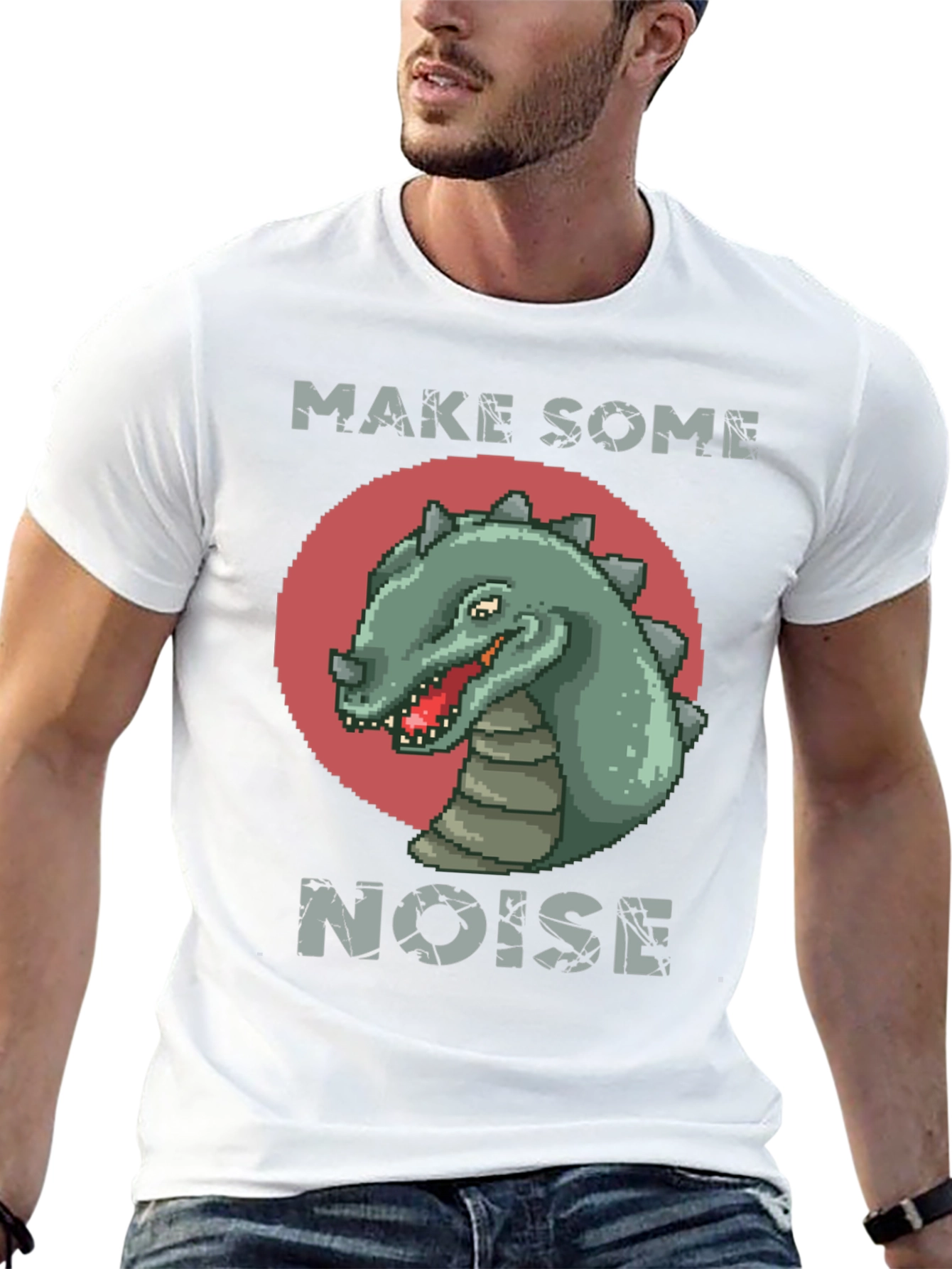 Dinosaur Pixel Art T-Shirt - Make Some Noise