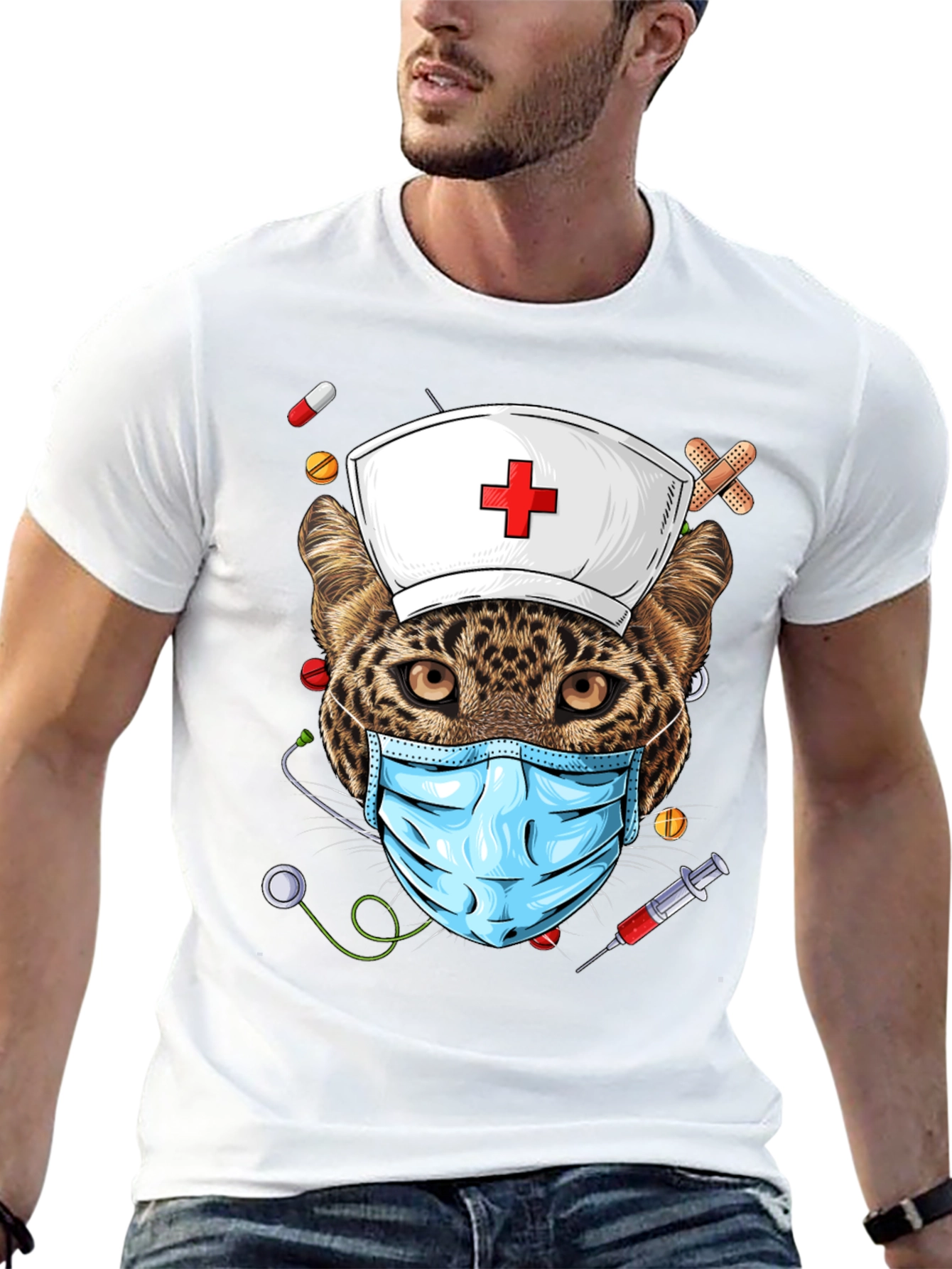 Leopard Nurse Graphic Tee