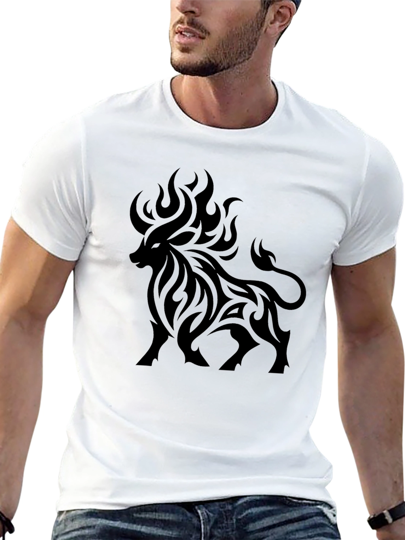 Mens Black Bull Graphic Tee - Stylish Casual Wear