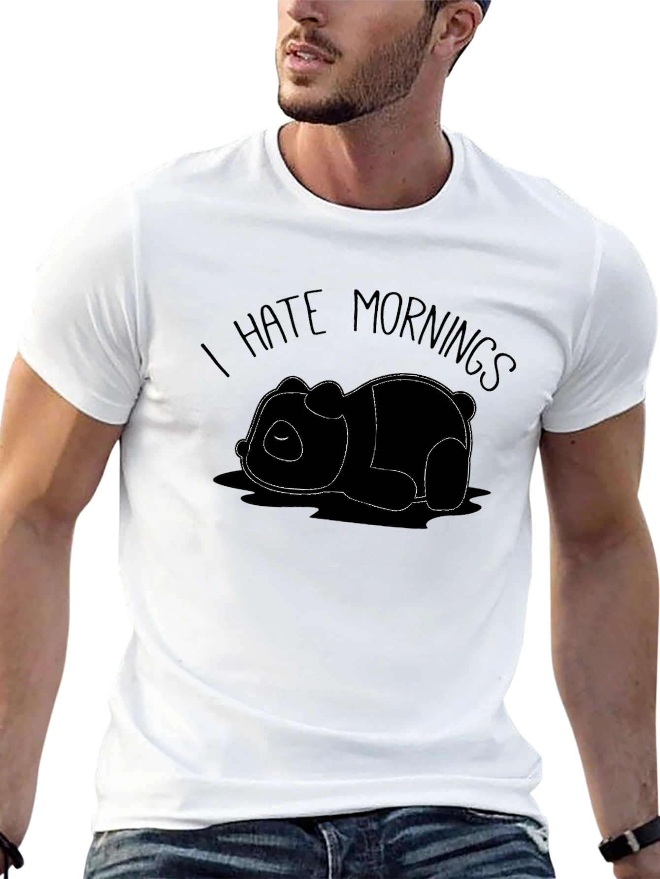 I Hate Mornings Panda Graphic T-Shirt