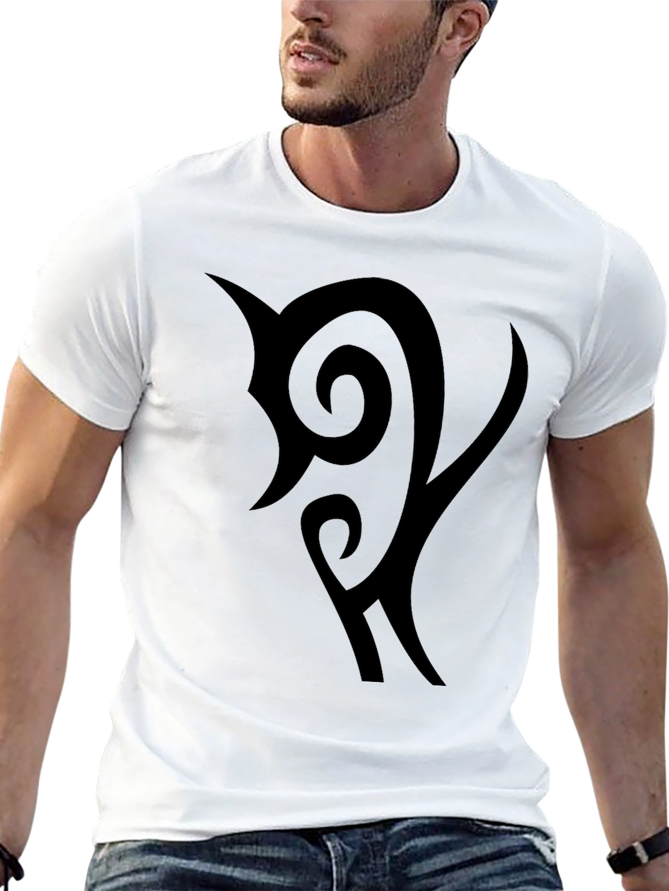 Black Graphic Tee - Tribal Design