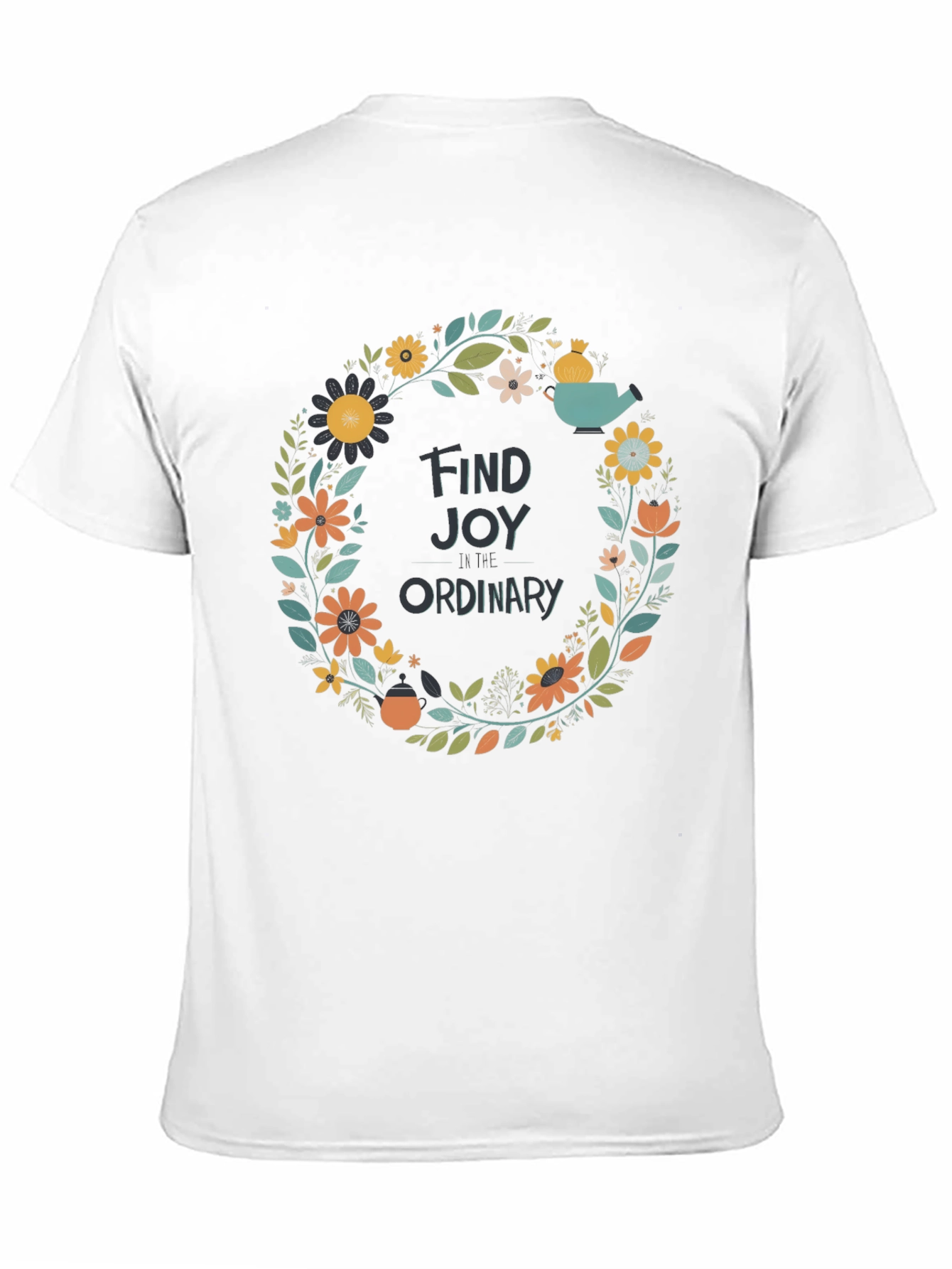 Find Joy T-Shirt - Floral Wreath Graphic Tee