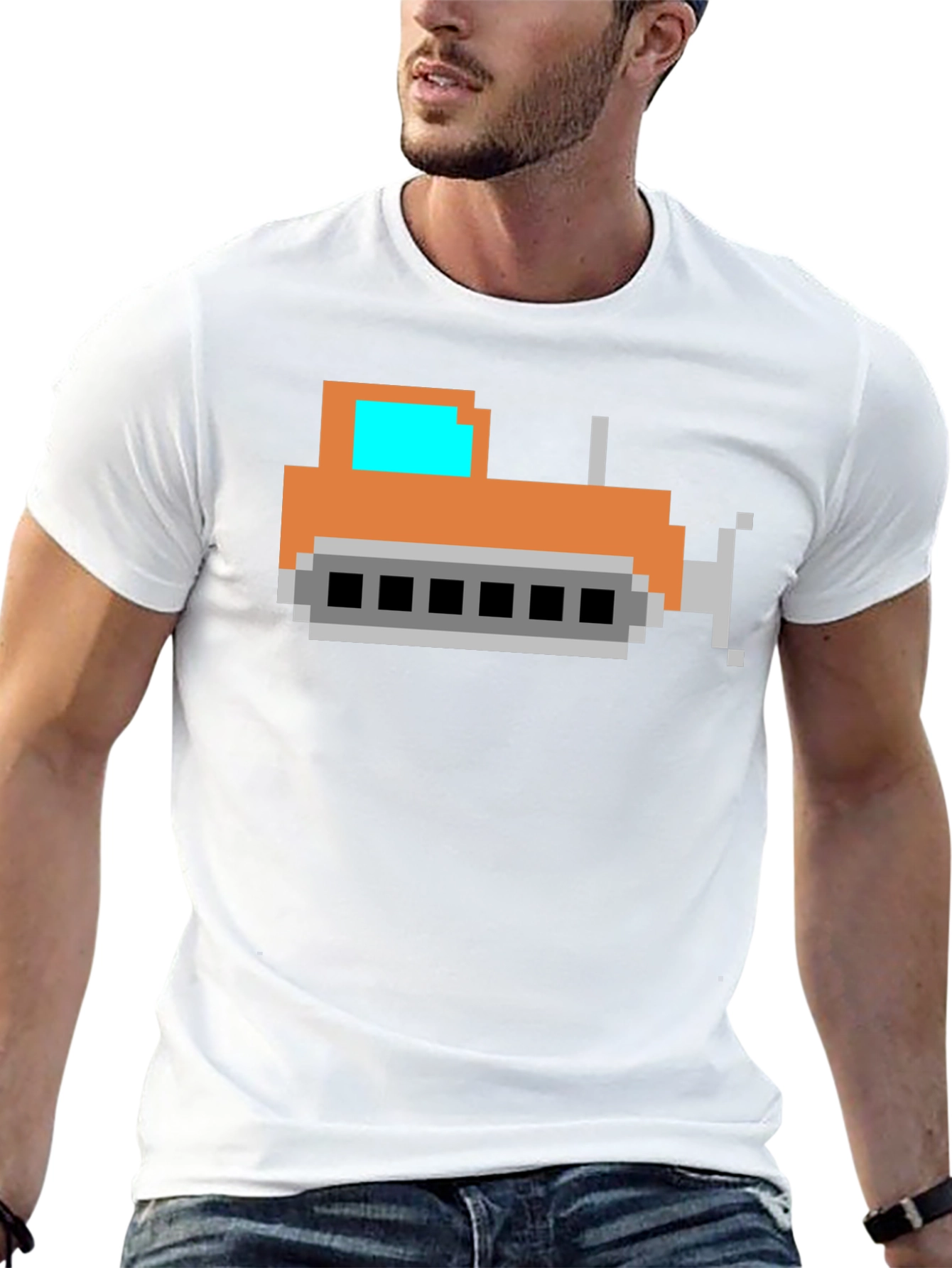 Pixel Bulldozer T-Shirt - Black Cotton Tee