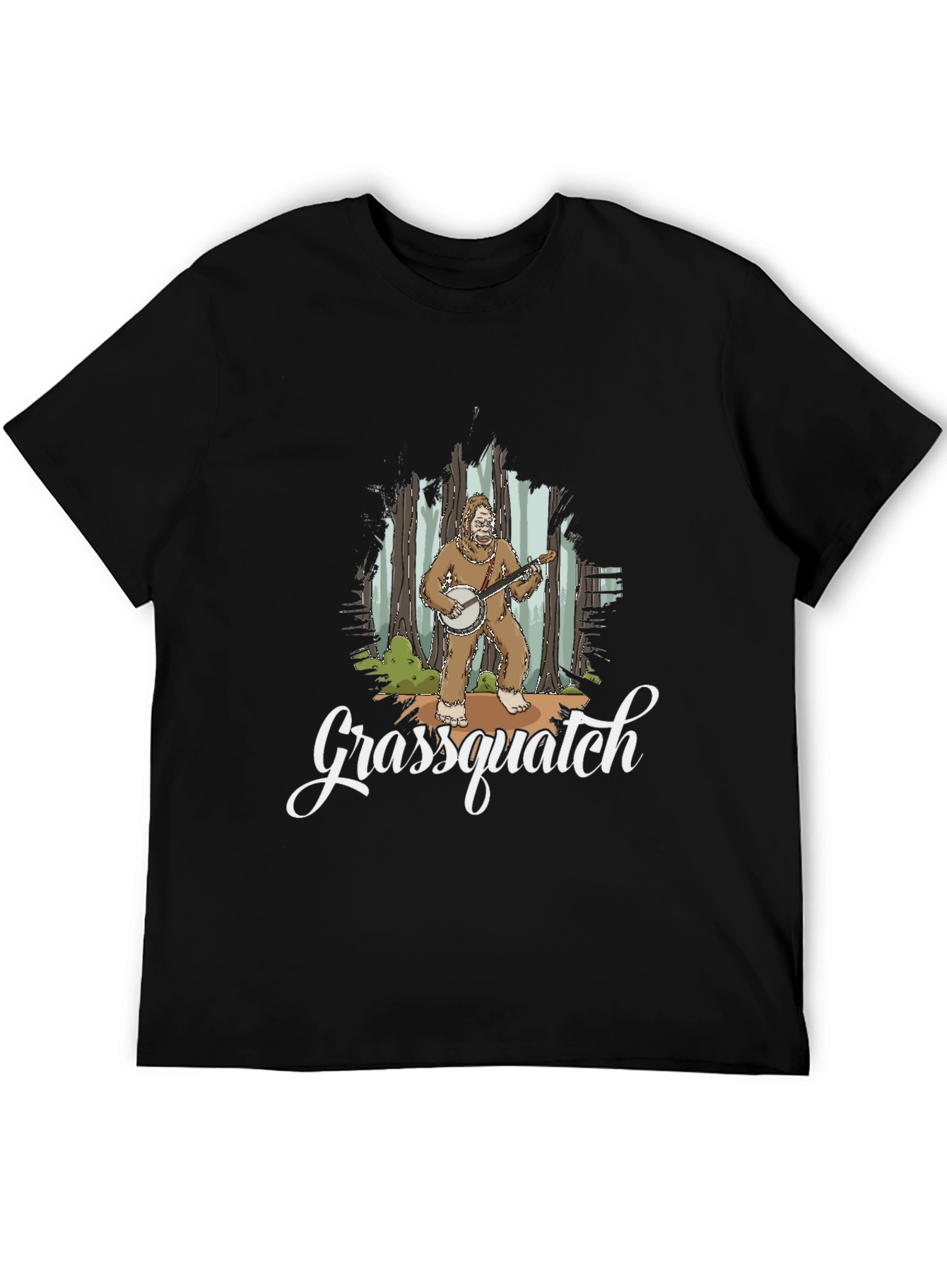 Grassquatch Graphic T-Shirt - Bigfoot Banjo Design