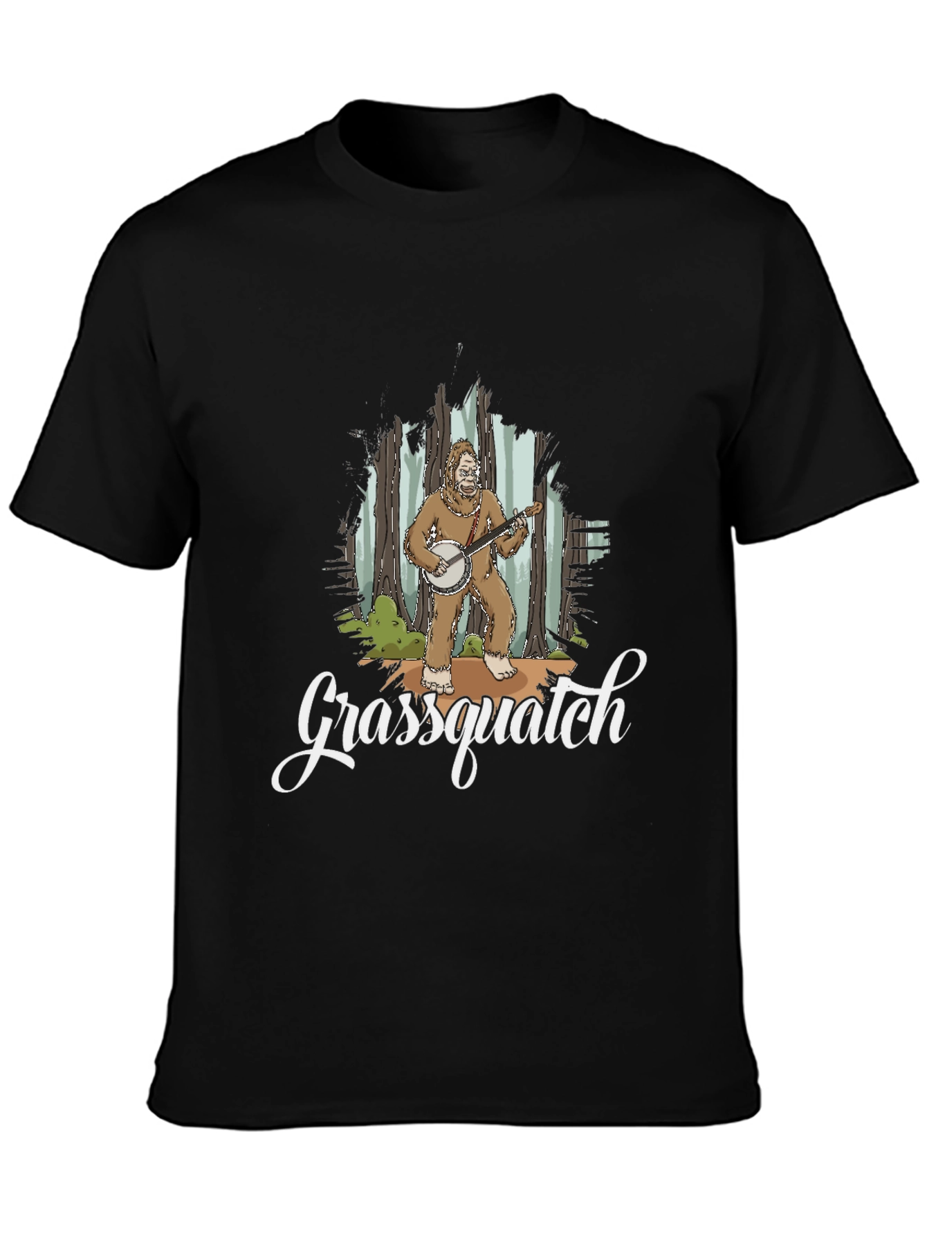 Grassquatch Graphic T-Shirt - Bigfoot Banjo Design
