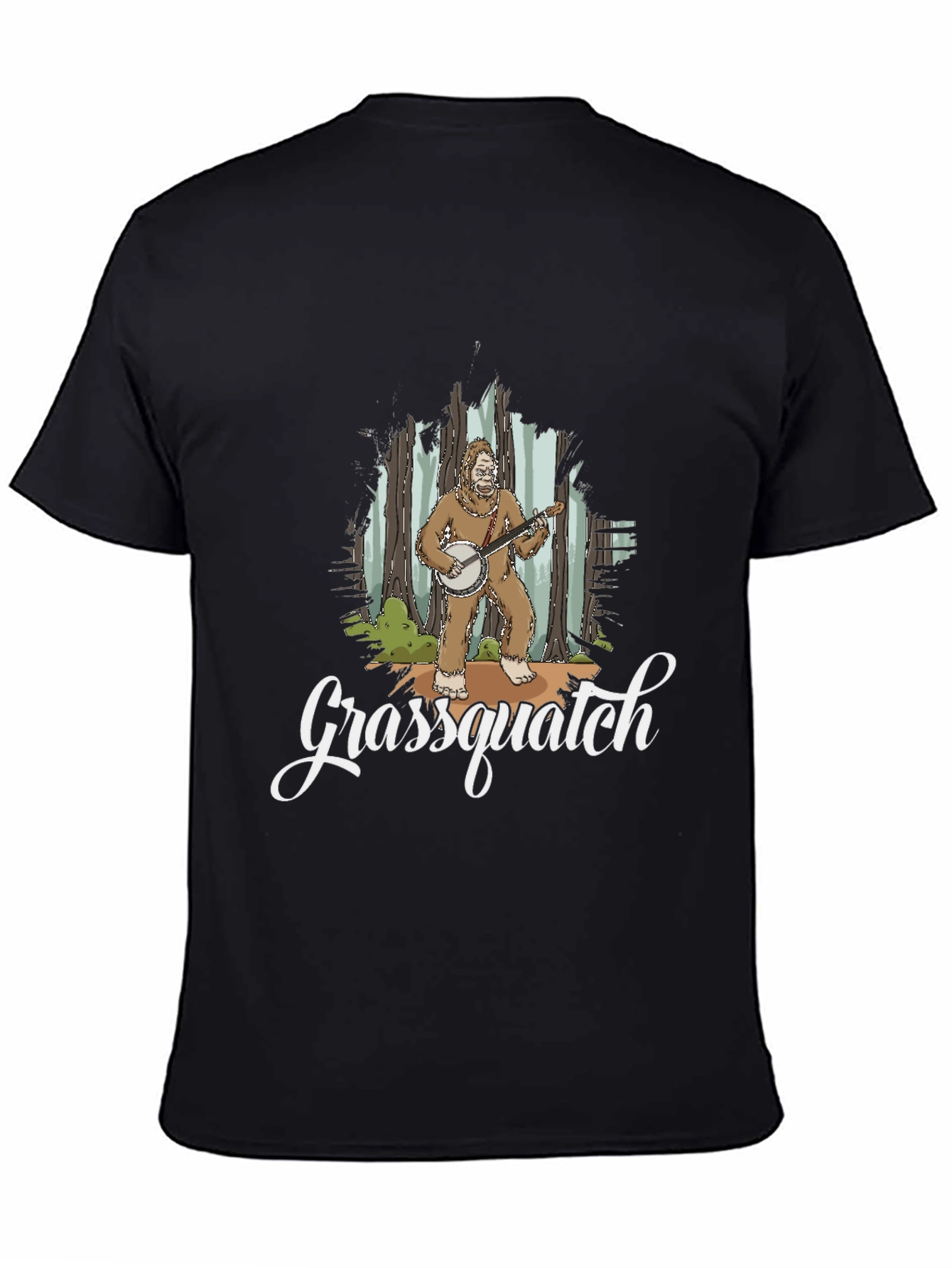 Grassquatch Graphic T-Shirt - Bigfoot Banjo Design