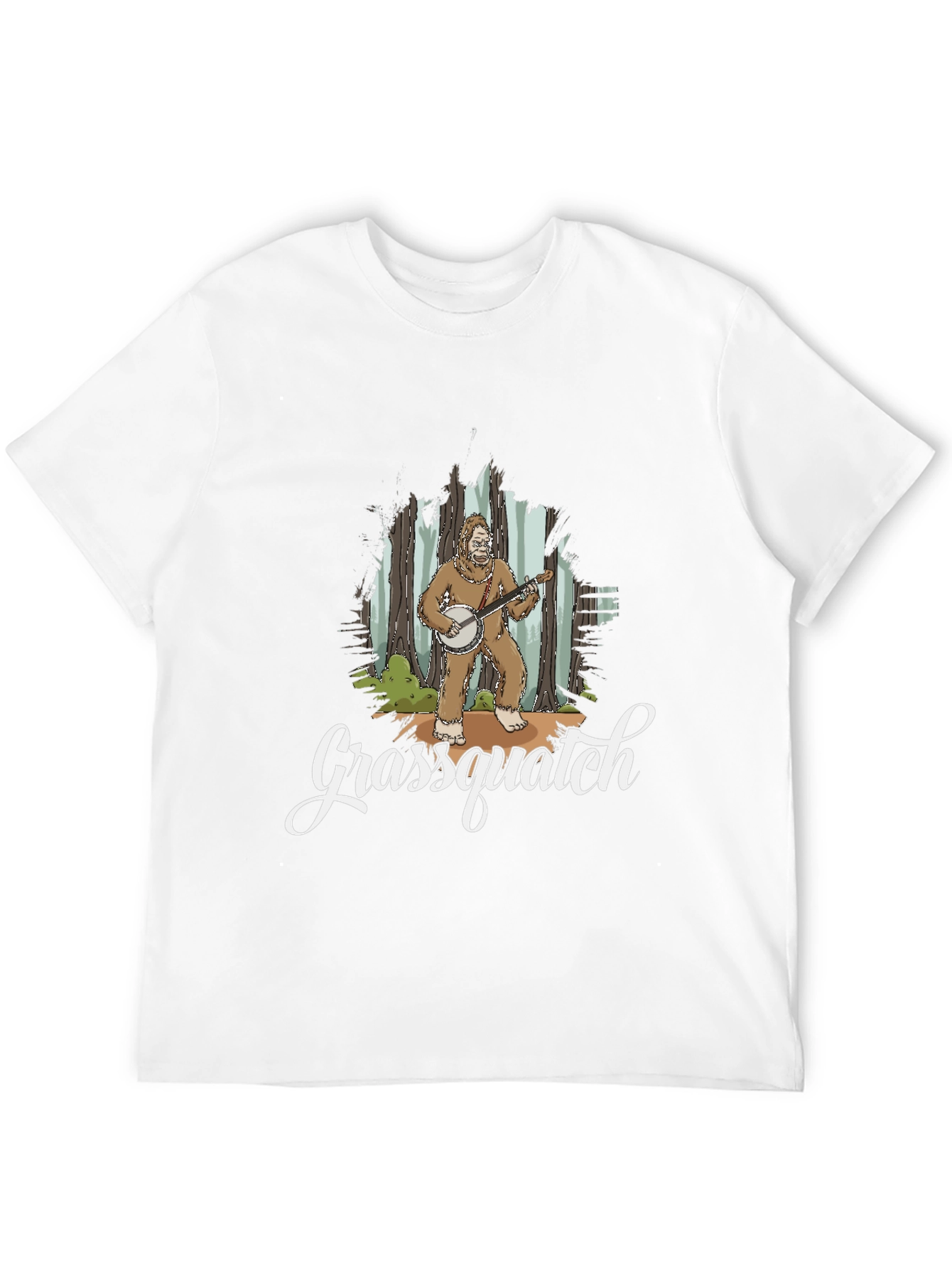 Grassquatch Graphic T-Shirt - Bigfoot Banjo Design