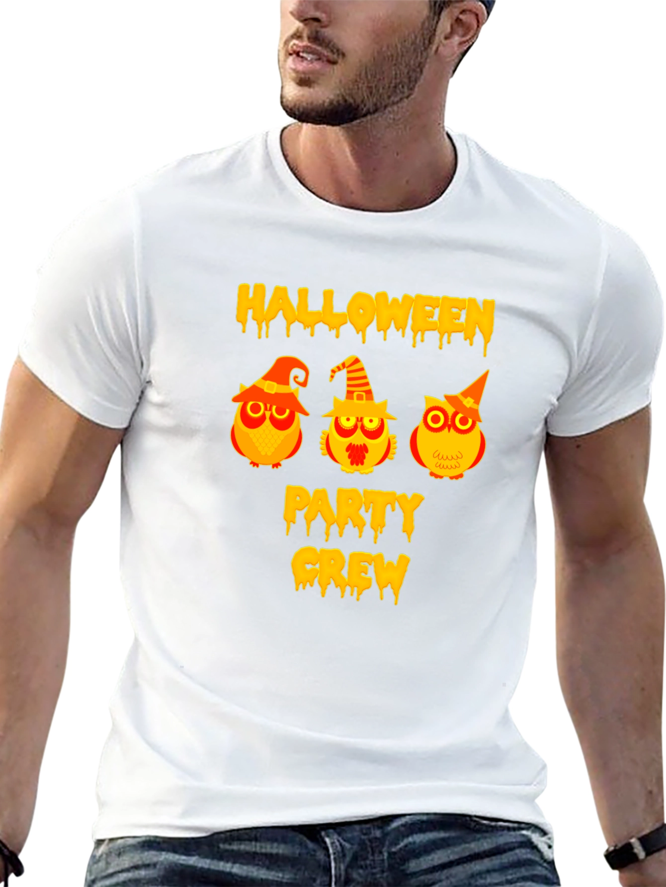 Halloween Party Crew Owl Graphic T-Shirt