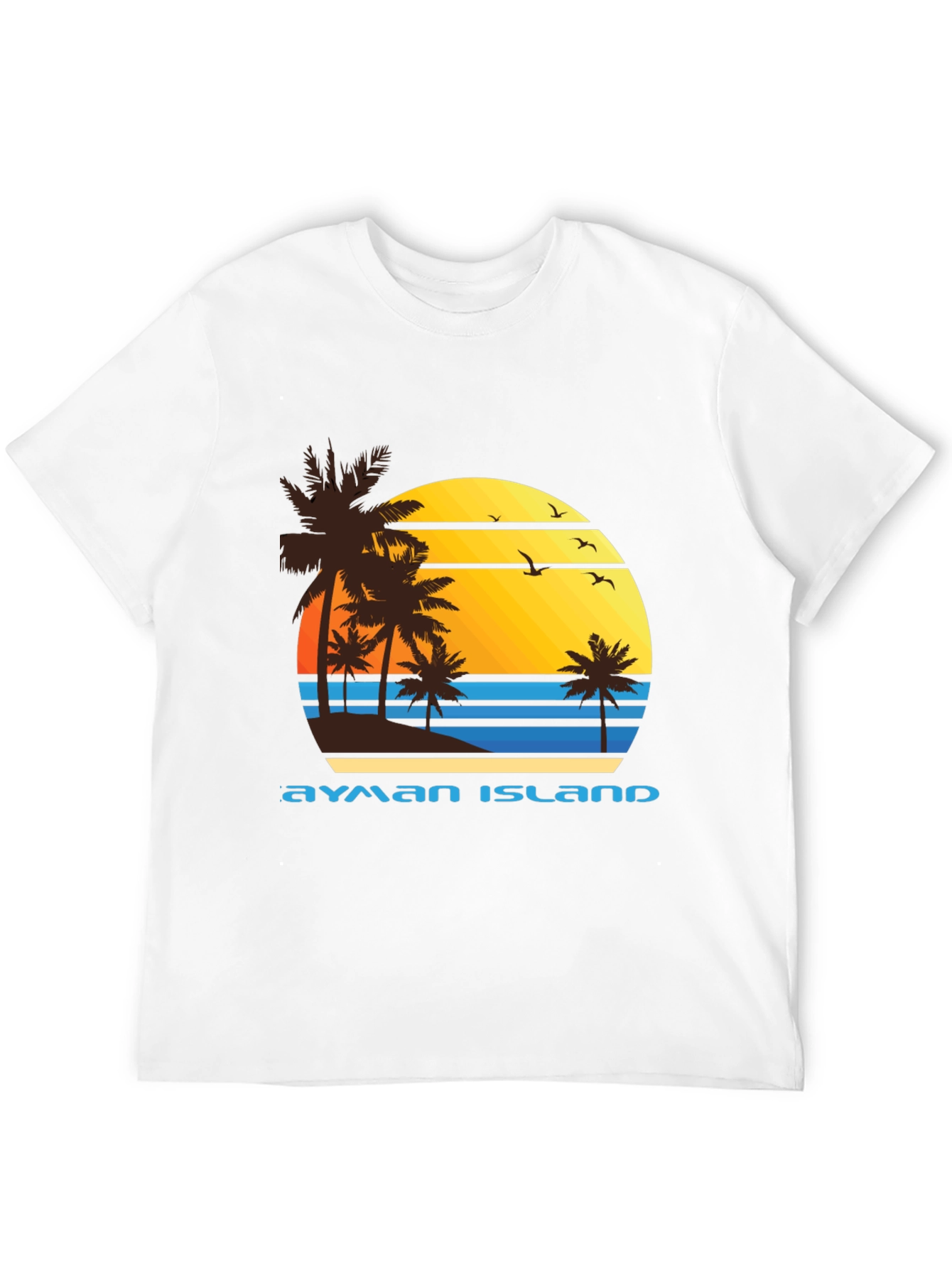Ayman Island Graphic Tee - Retro Sunset Palm Design