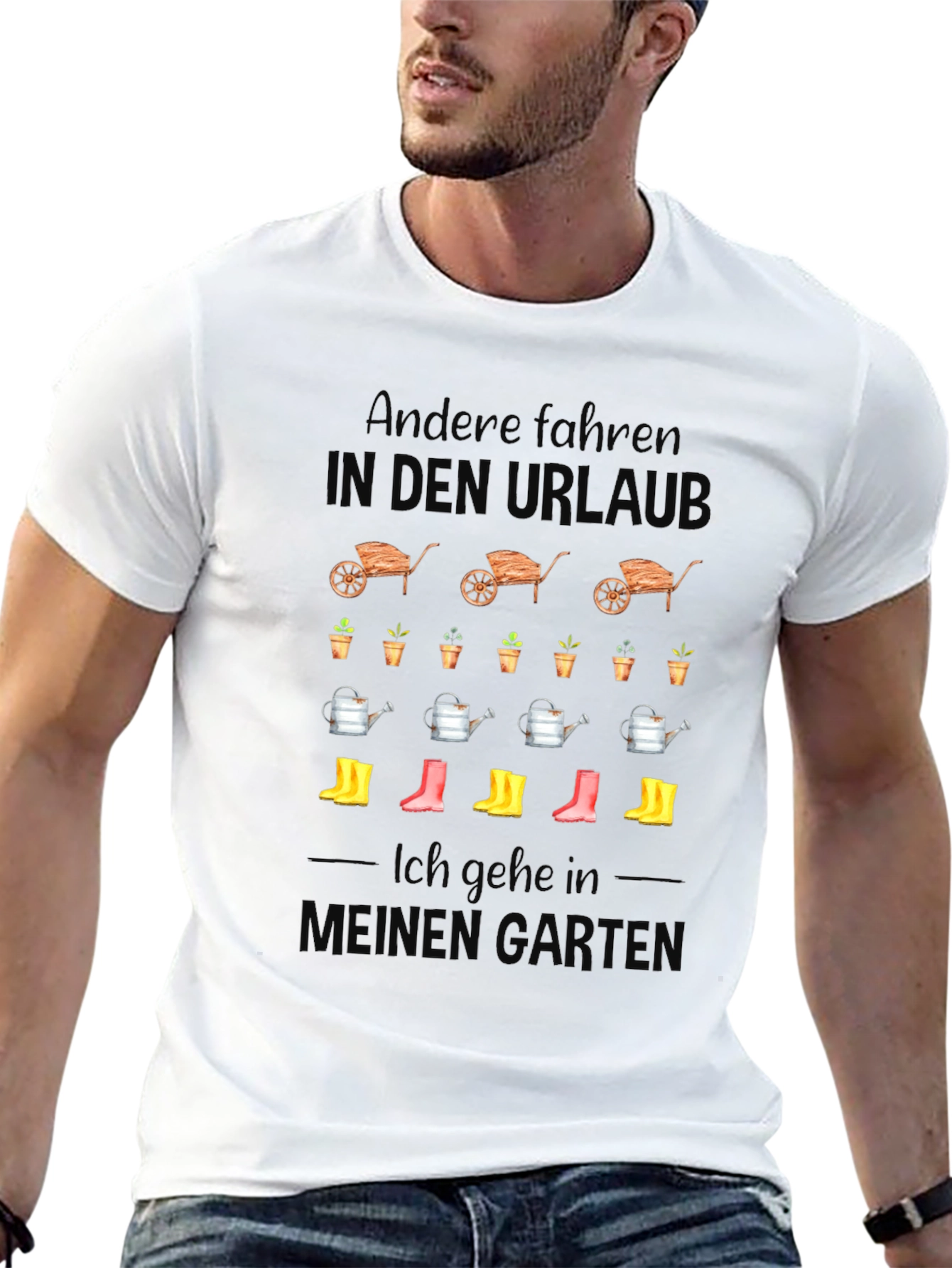 Gardening T-Shirt: In den Urlaub Black Cotton Tee