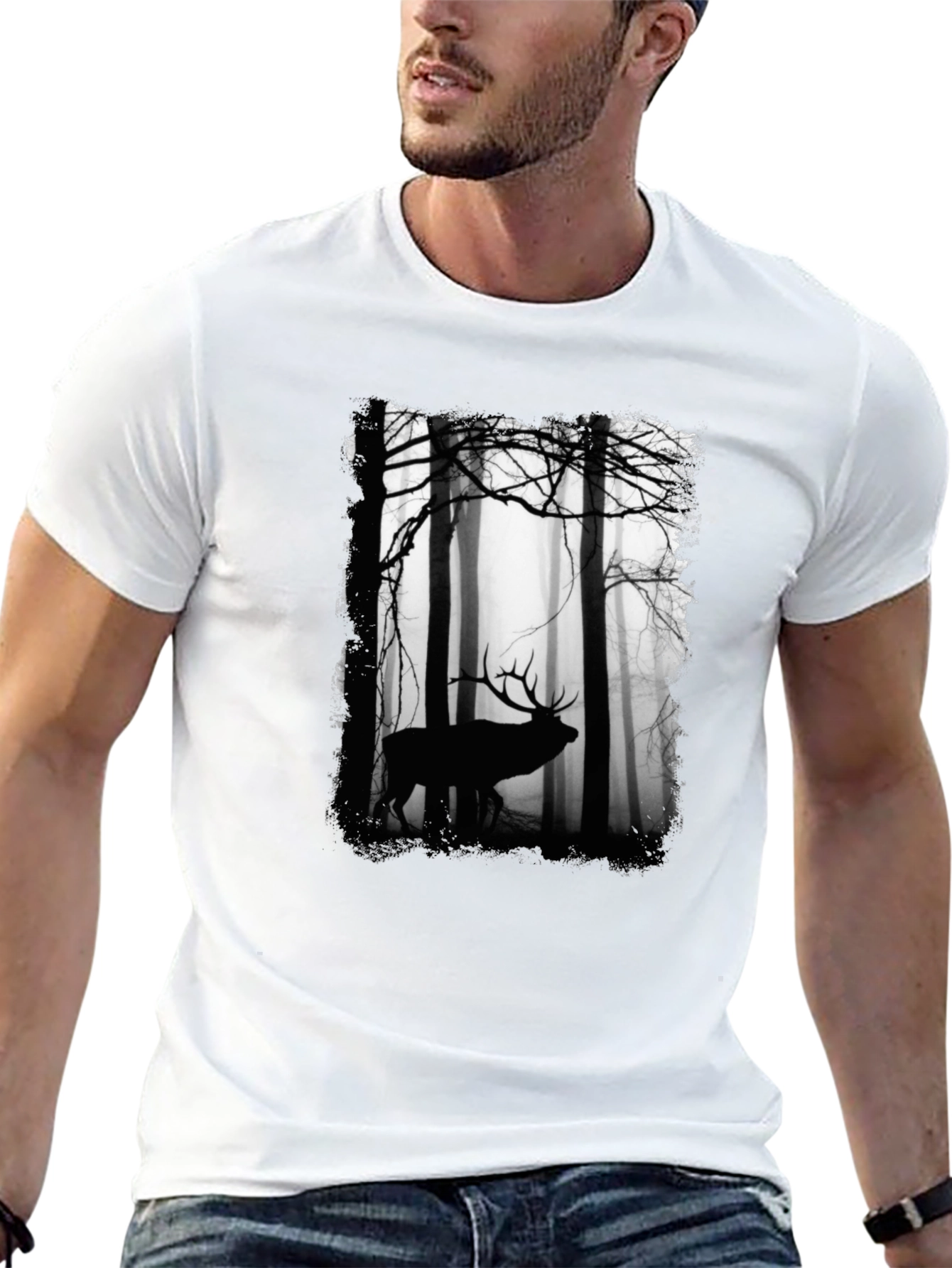 Elk Silhouette Forest Graphic Tee