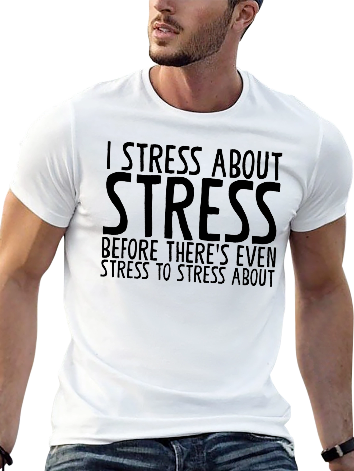 Funny I Stress About Stress Black T-Shirt
