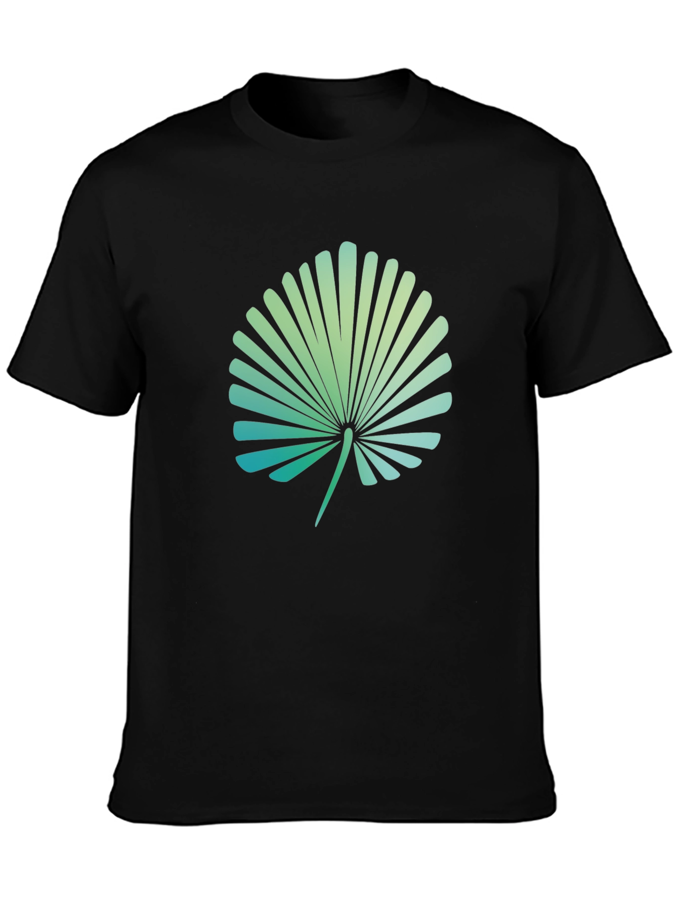 Tropical Leaf Print Black T-Shirt