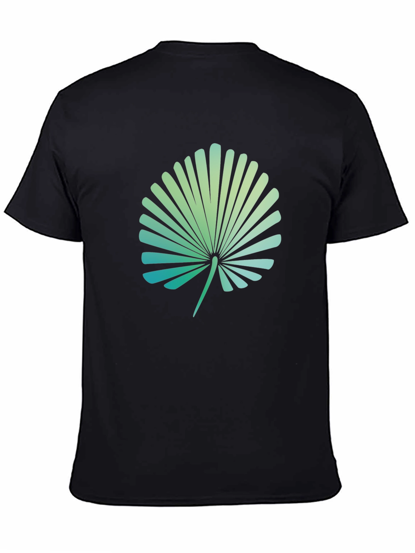 Tropical Leaf Print Black T-Shirt
