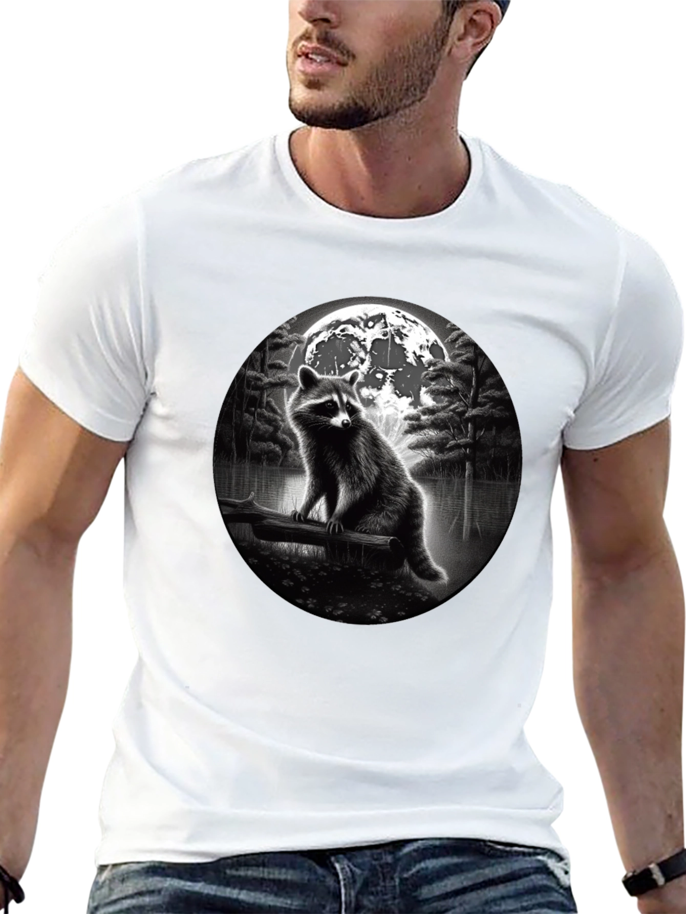 Raccoon Moon T-Shirt - Black