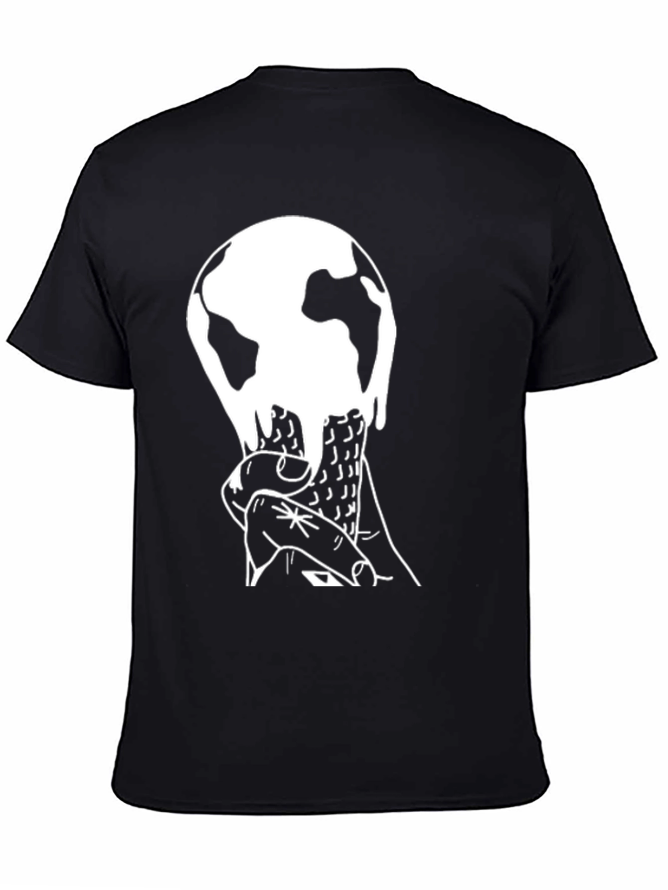 Melting Earth Graphic Tee - Black Cotton Blend T-Shirt