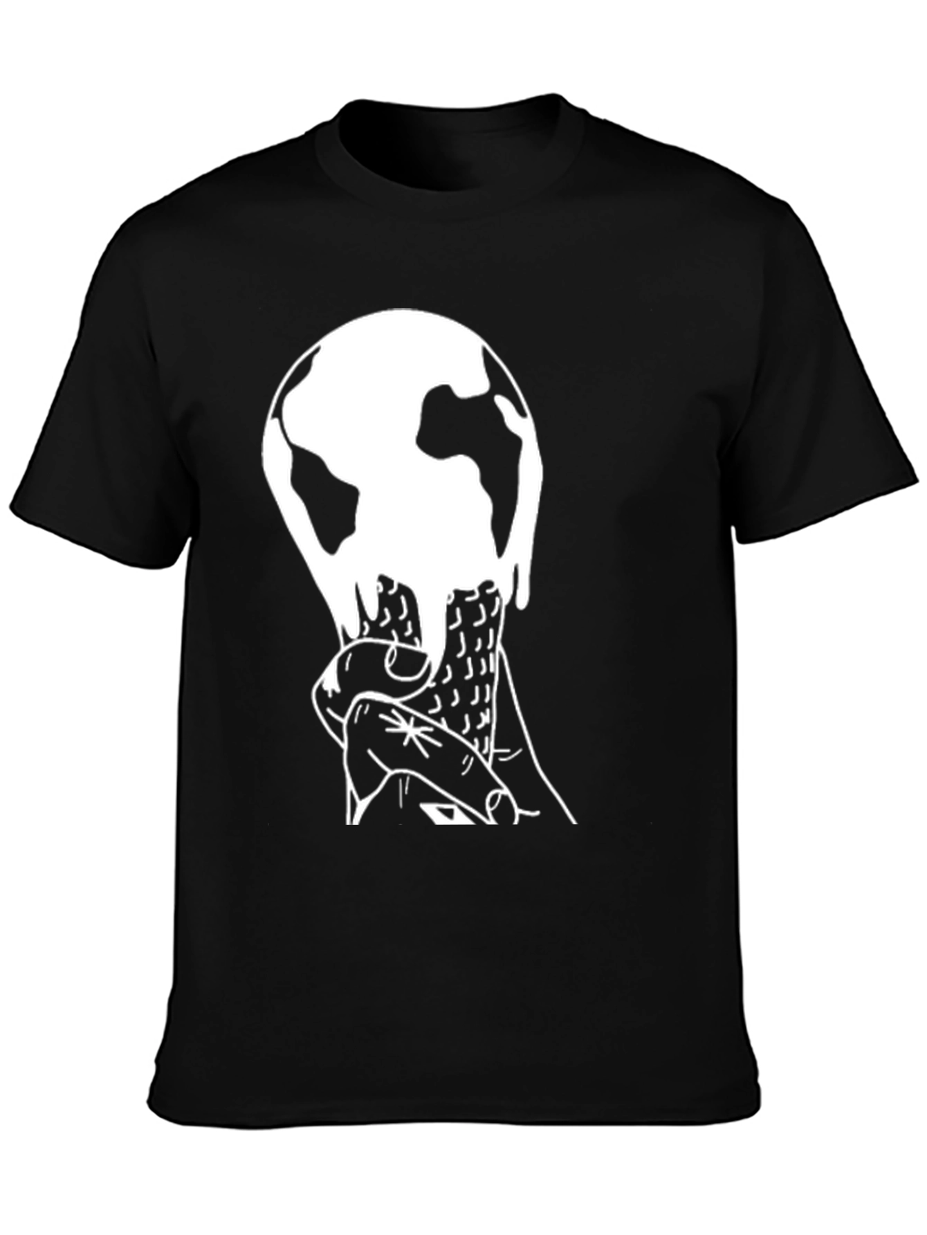 Melting Earth Graphic Tee - Black Cotton Blend T-Shirt