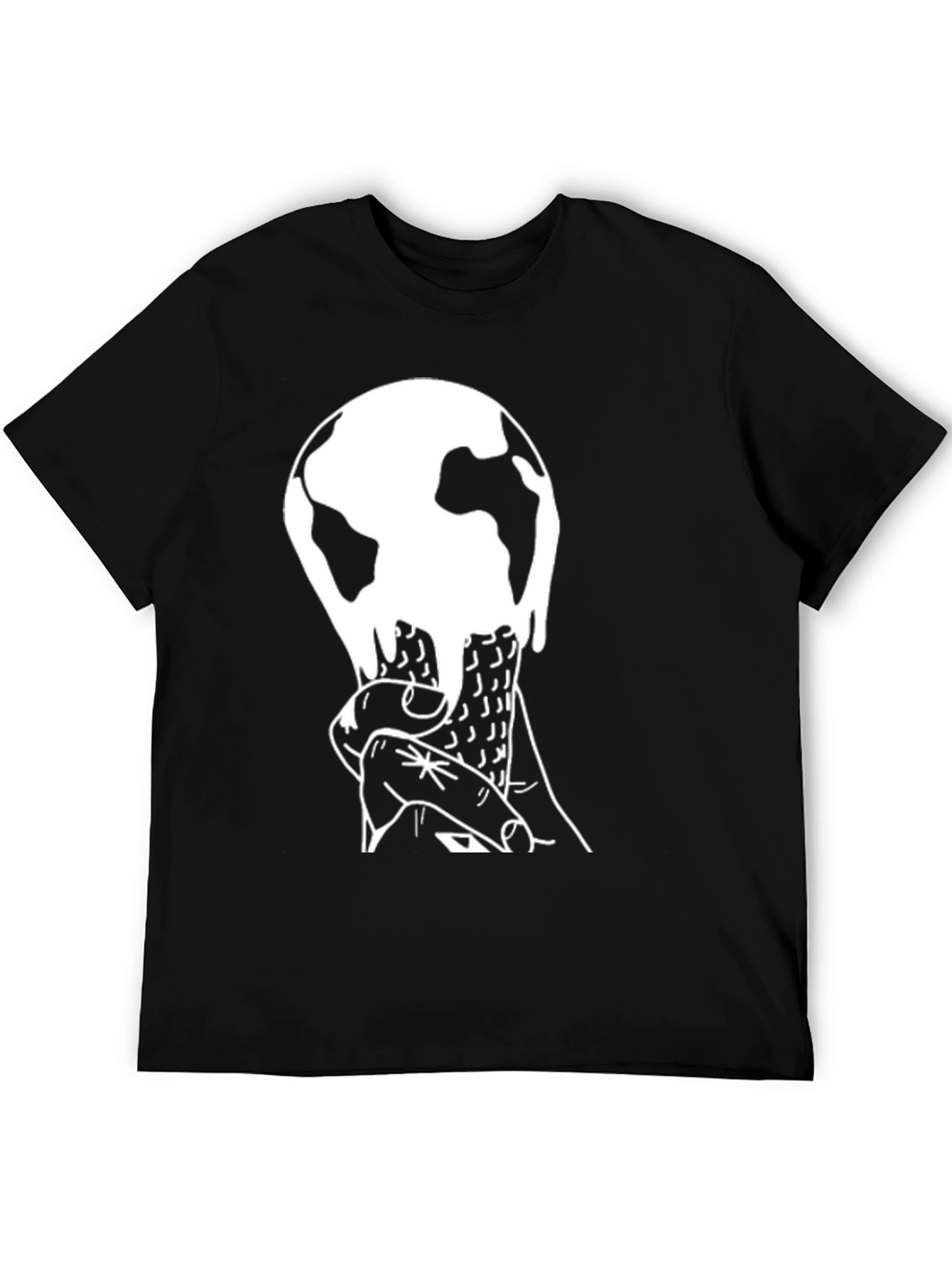 Melting Earth Graphic Tee - Black Cotton Blend T-Shirt