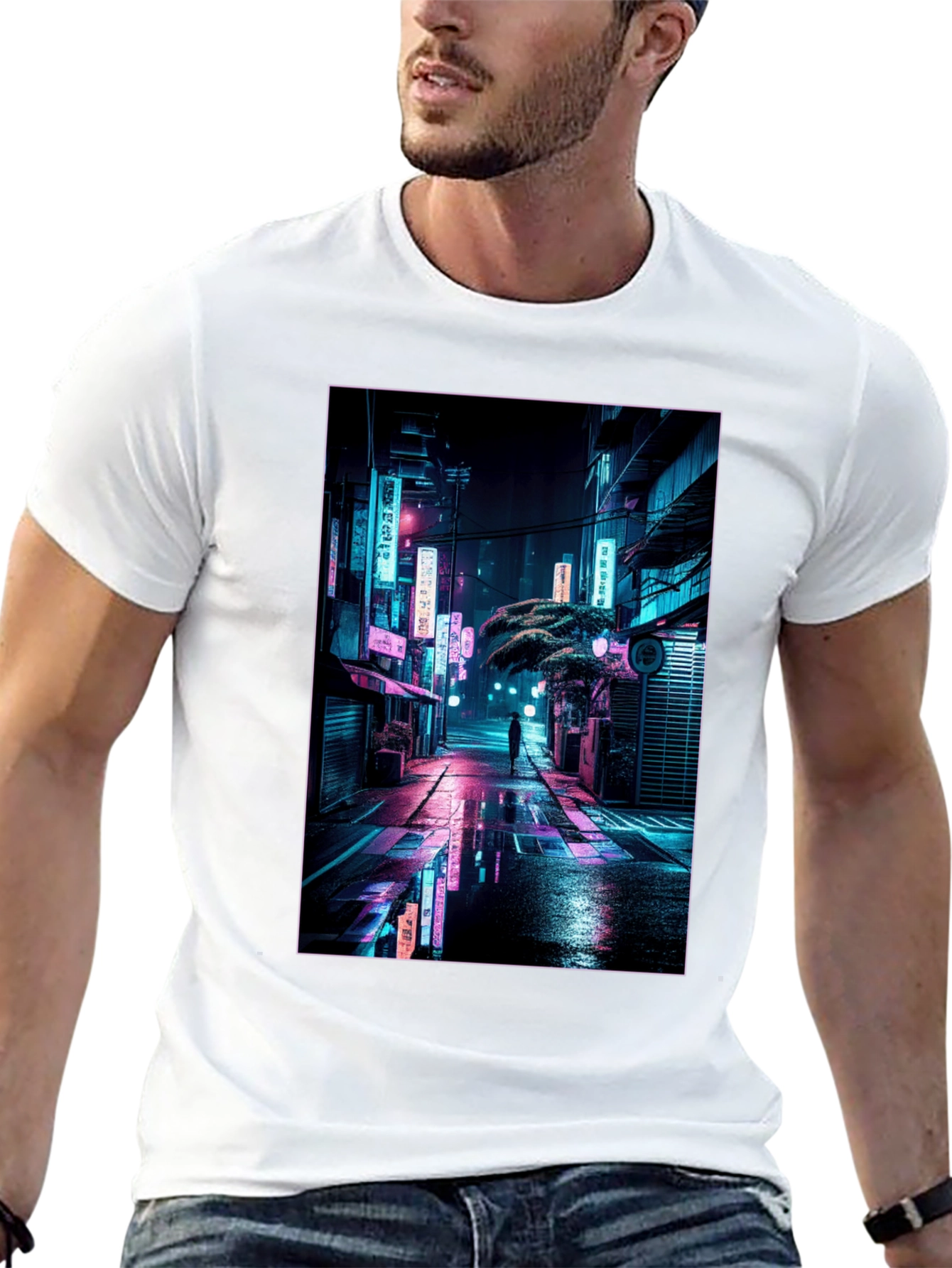 Neon Cityscape Graphic Tee