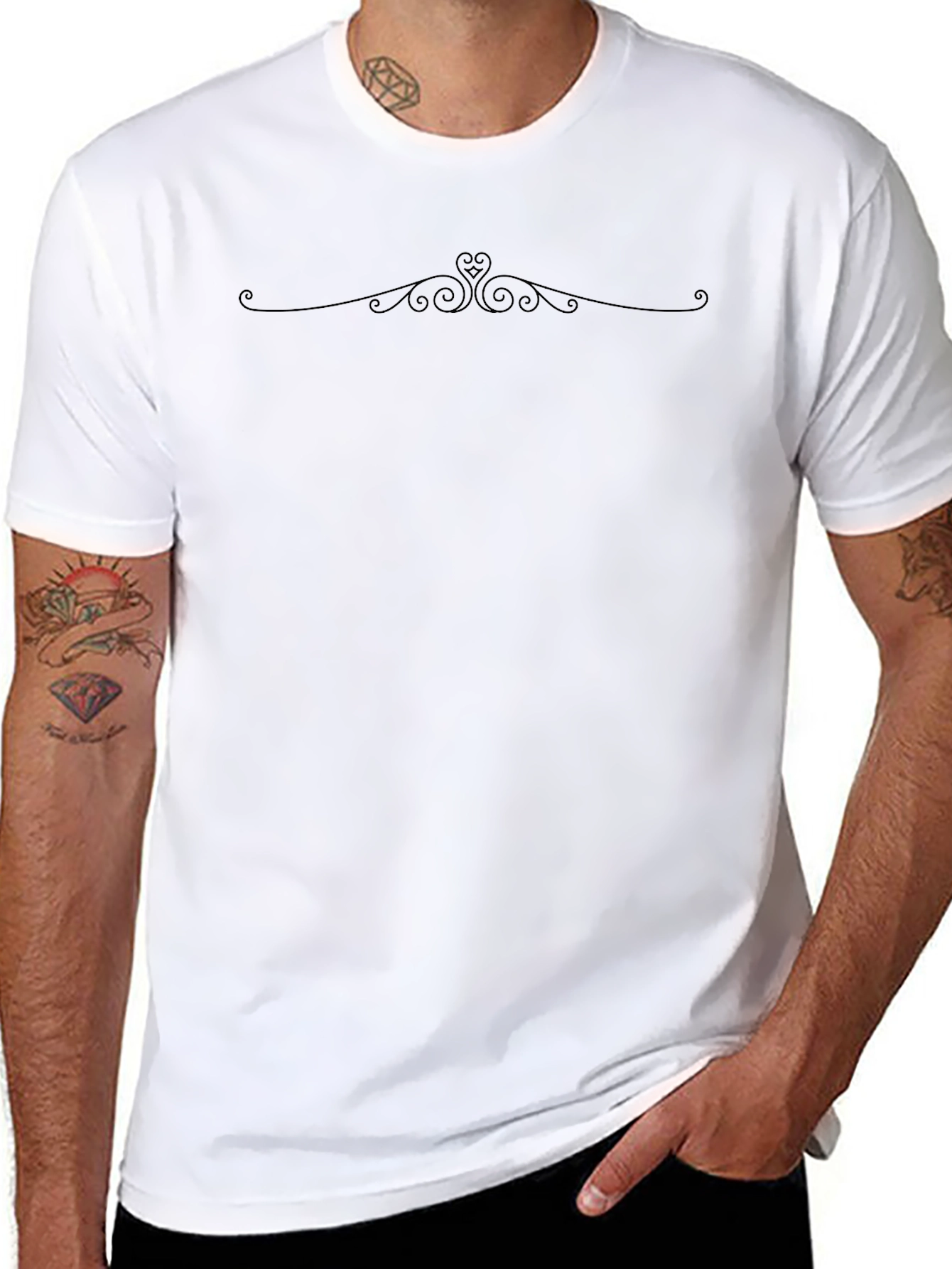 Elegant Swirl Graphic Black T-Shirt