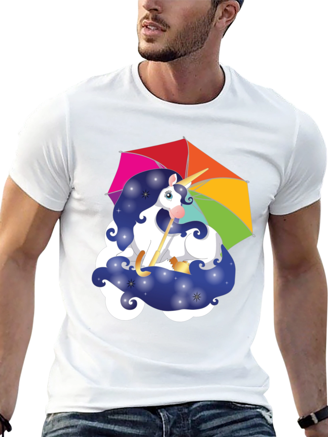 Unicorn Rainbow Umbrella Graphic Tee