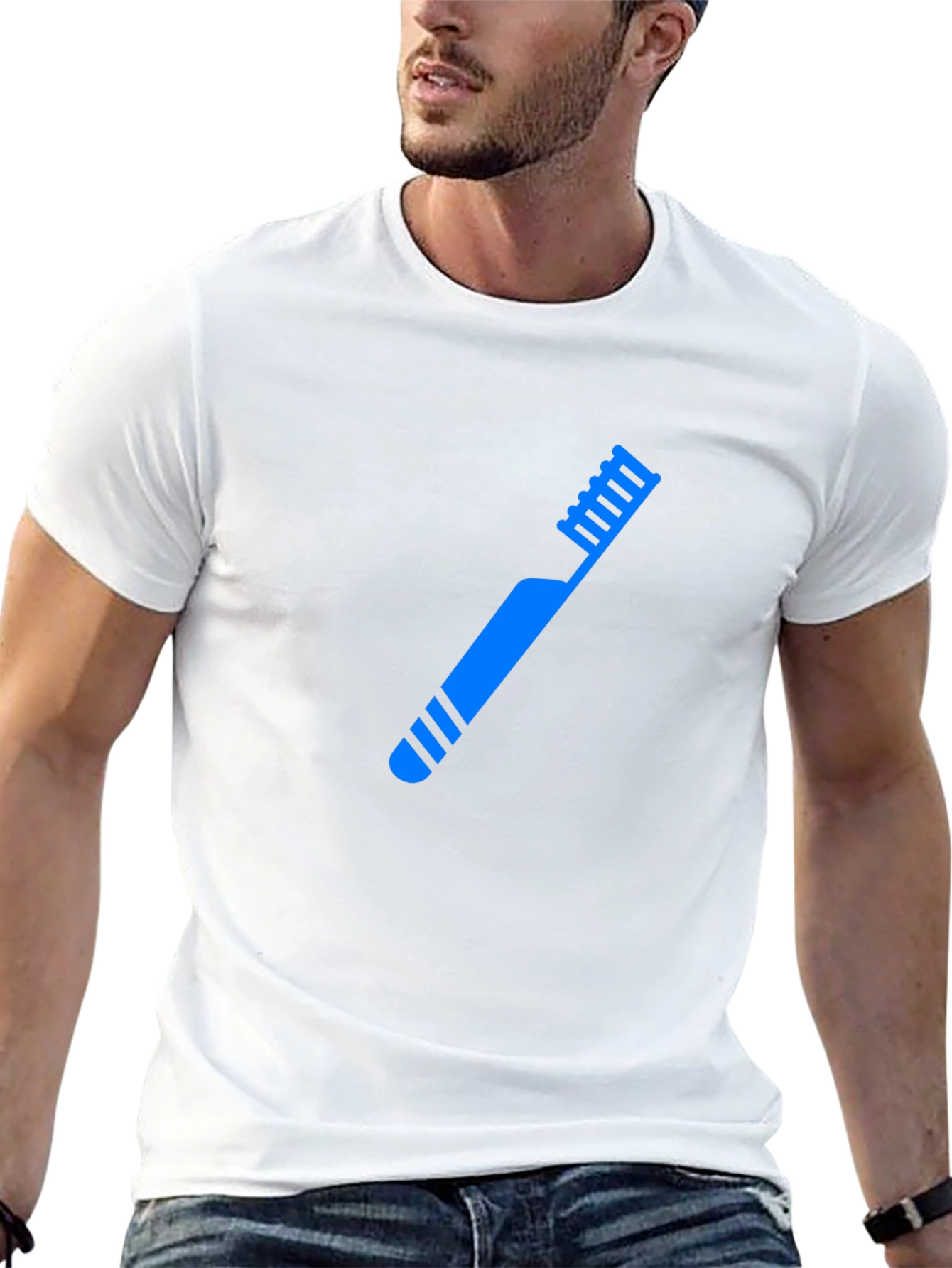 Blue Toothbrush Graphic Black T-Shirt