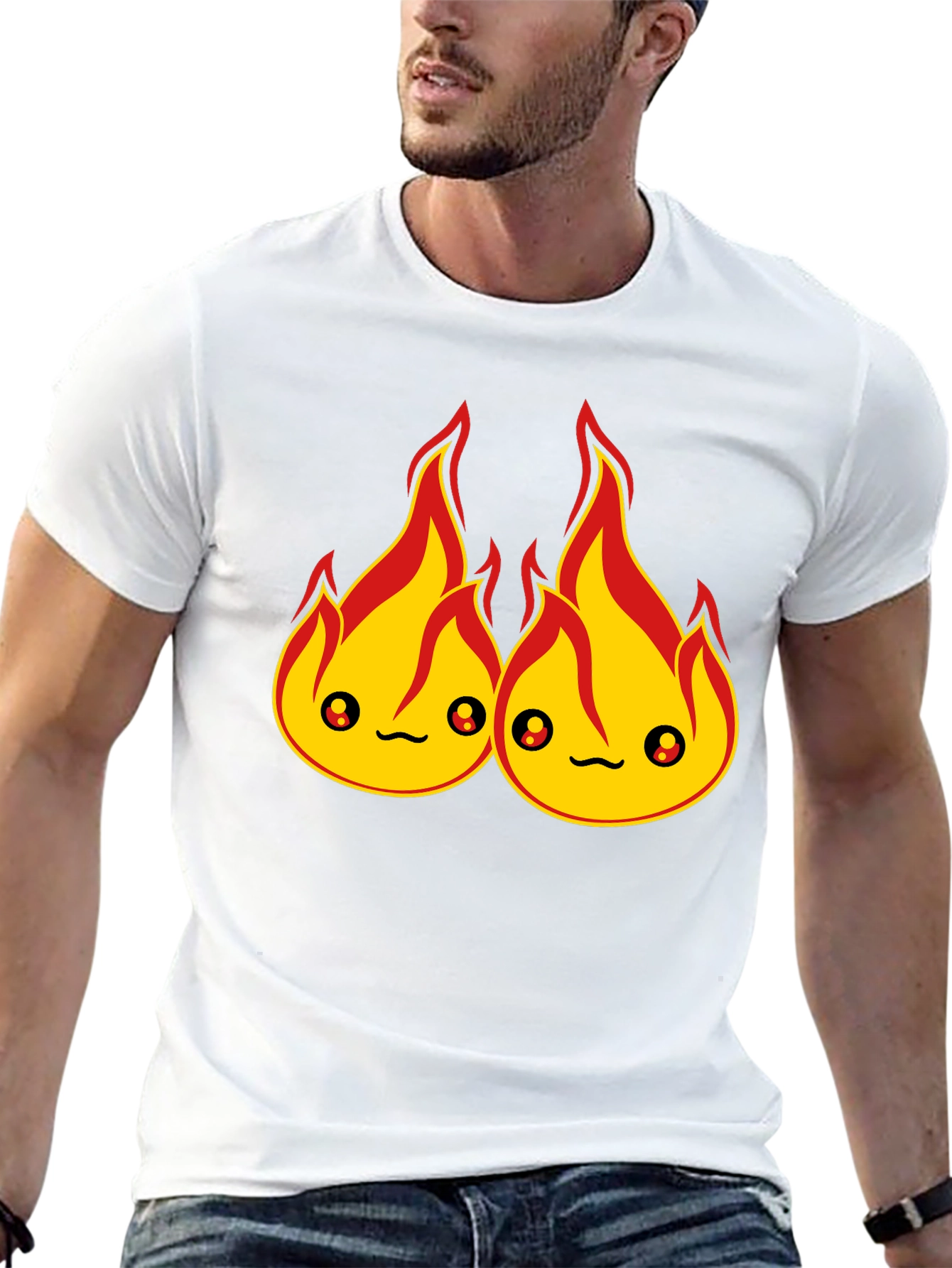 Cute Fire Flames Black T-Shirt