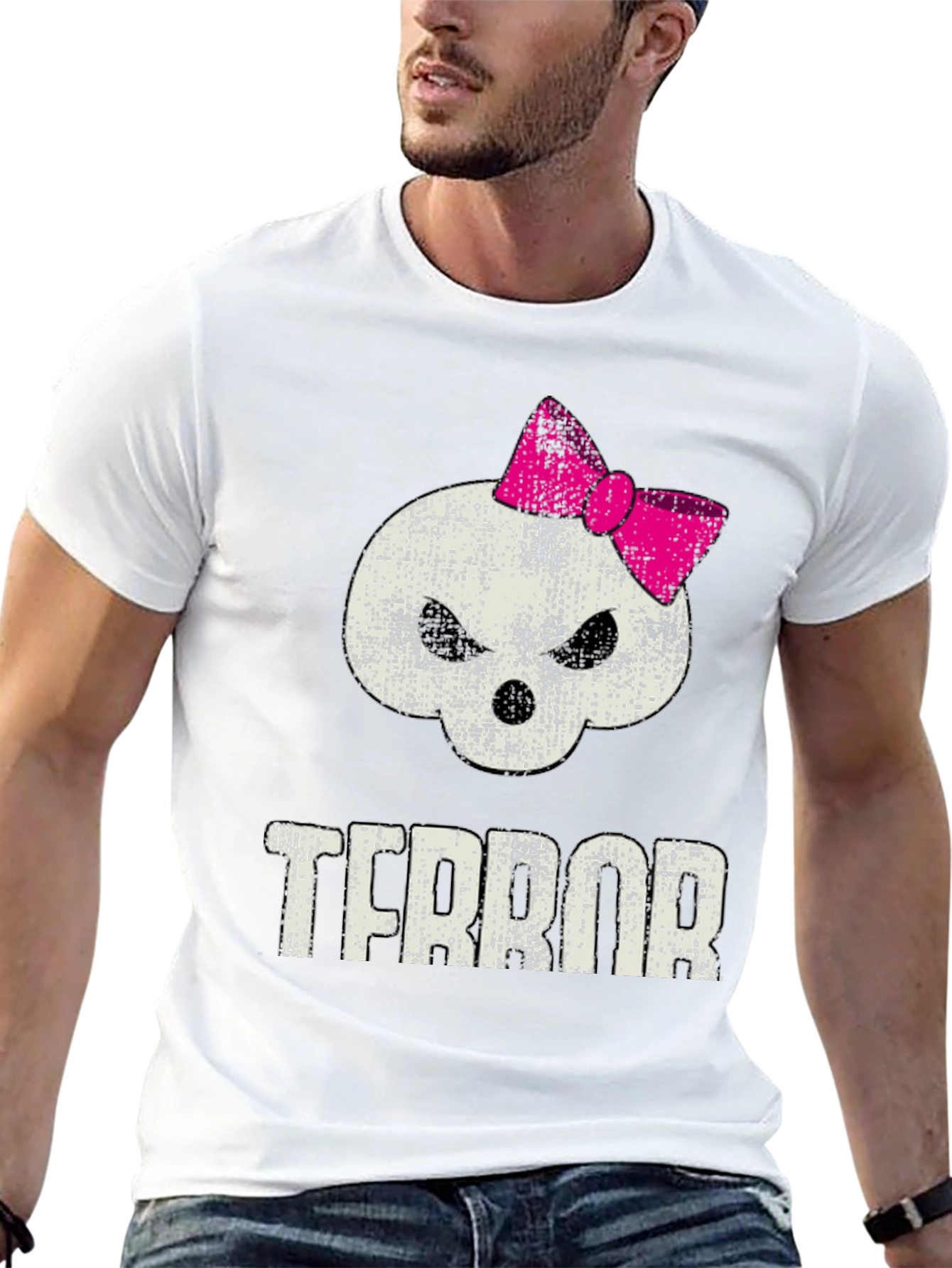 Terror Skull with Bow Graphic T-Shirt
