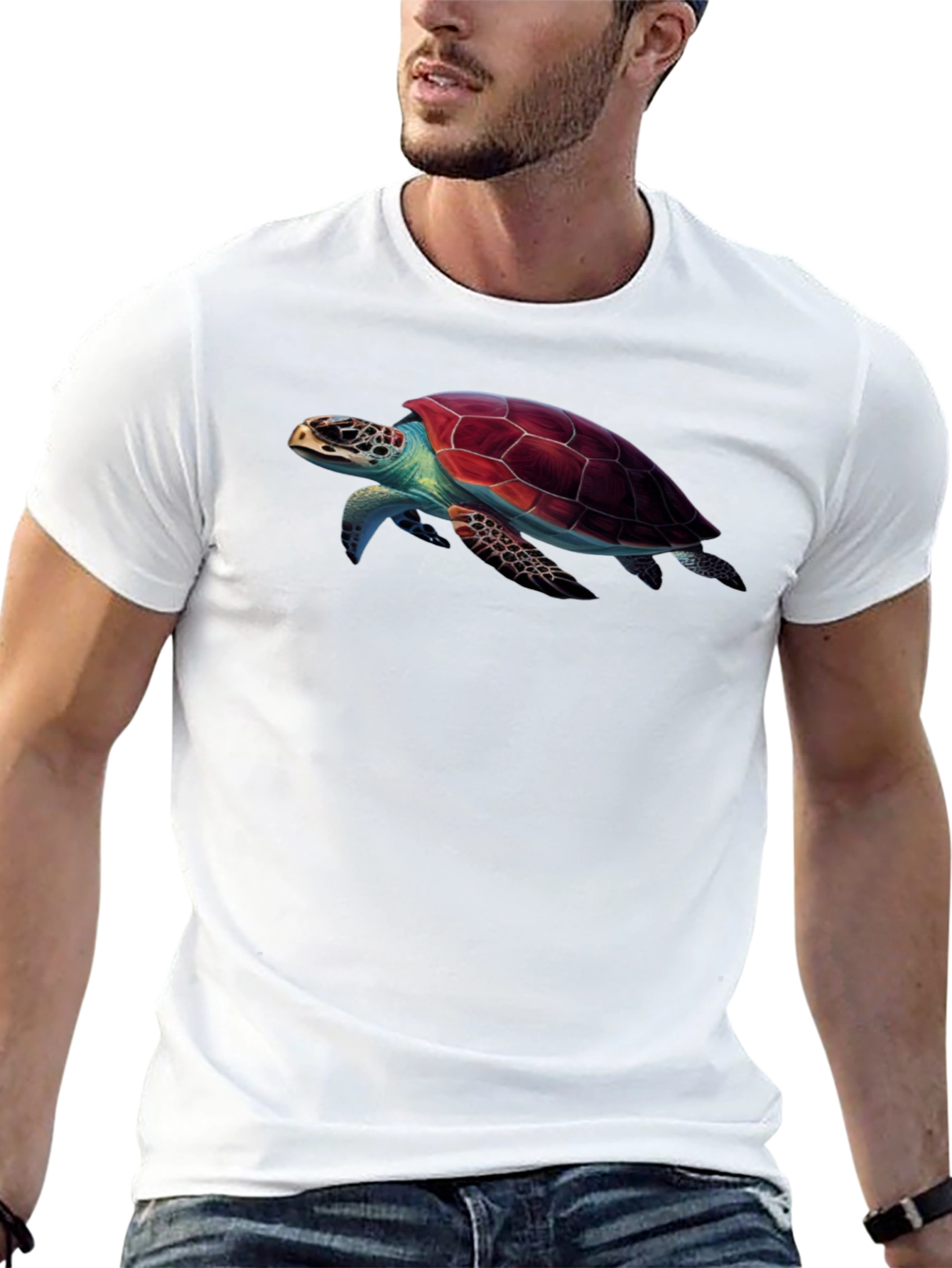 Sea Turtle Graphic Print Black T-Shirt