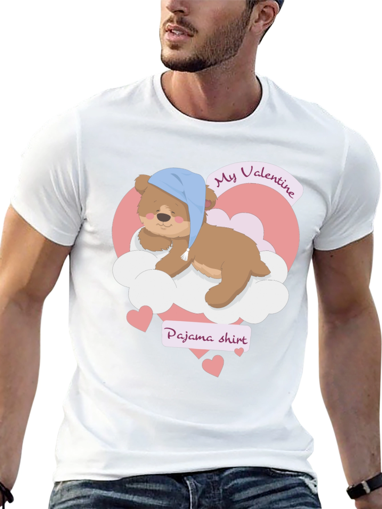 Valentine Pajama Shirt with Teddy Bear