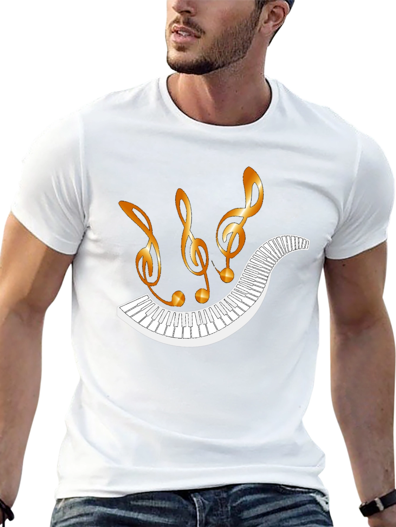 Musical Notes Piano Keys Black T-Shirt
