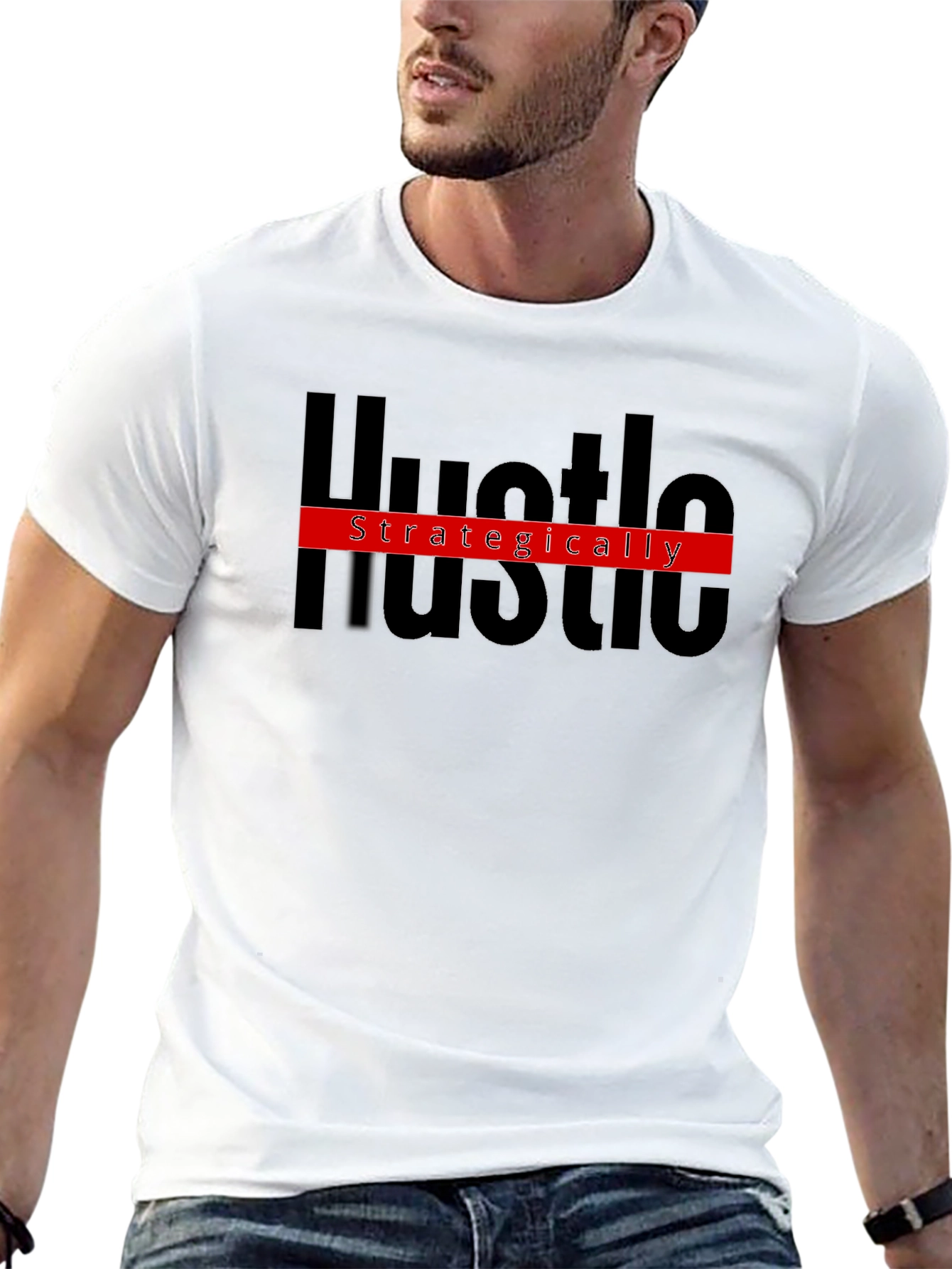 Hustle Strategically Black Graphic Tee