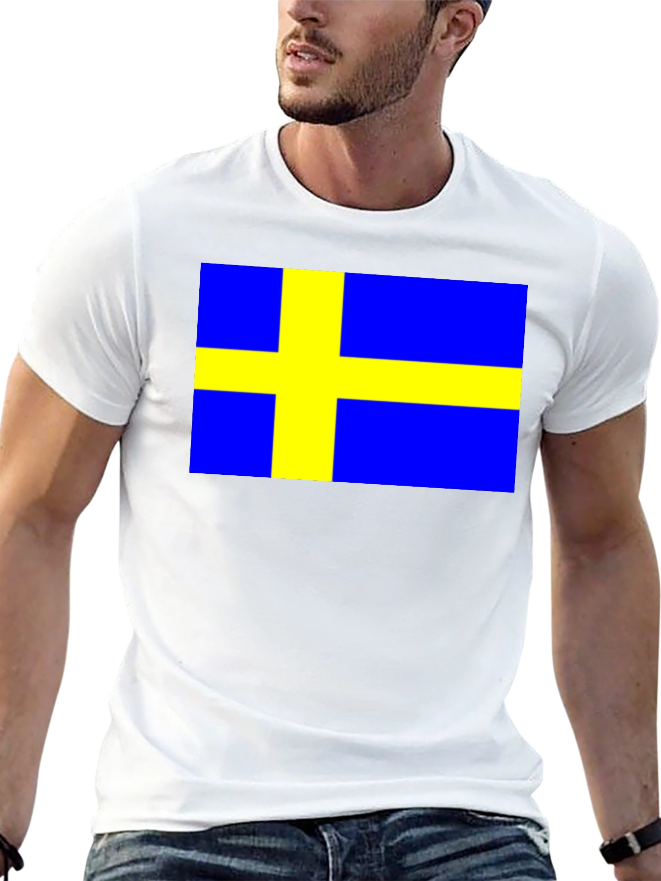 Swedish Flag T-Shirt - Black Cotton Tee
