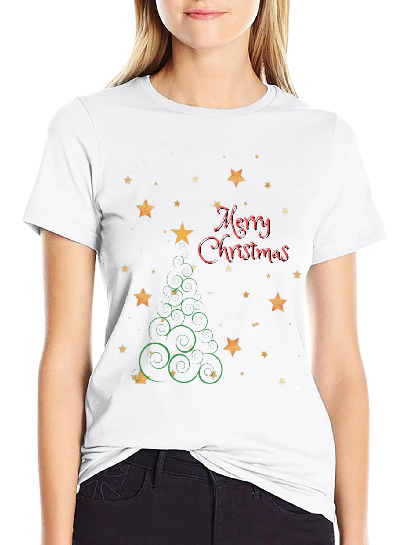Festive Christmas Tree Star Graphic Tee
