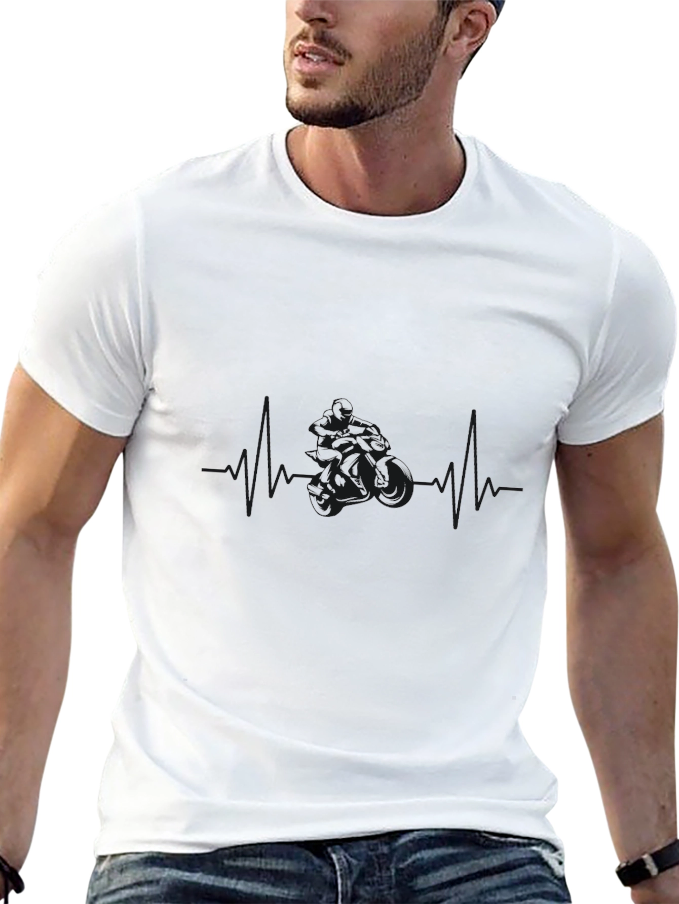 Heartbeat Motocross Rider Graphic T-Shirt