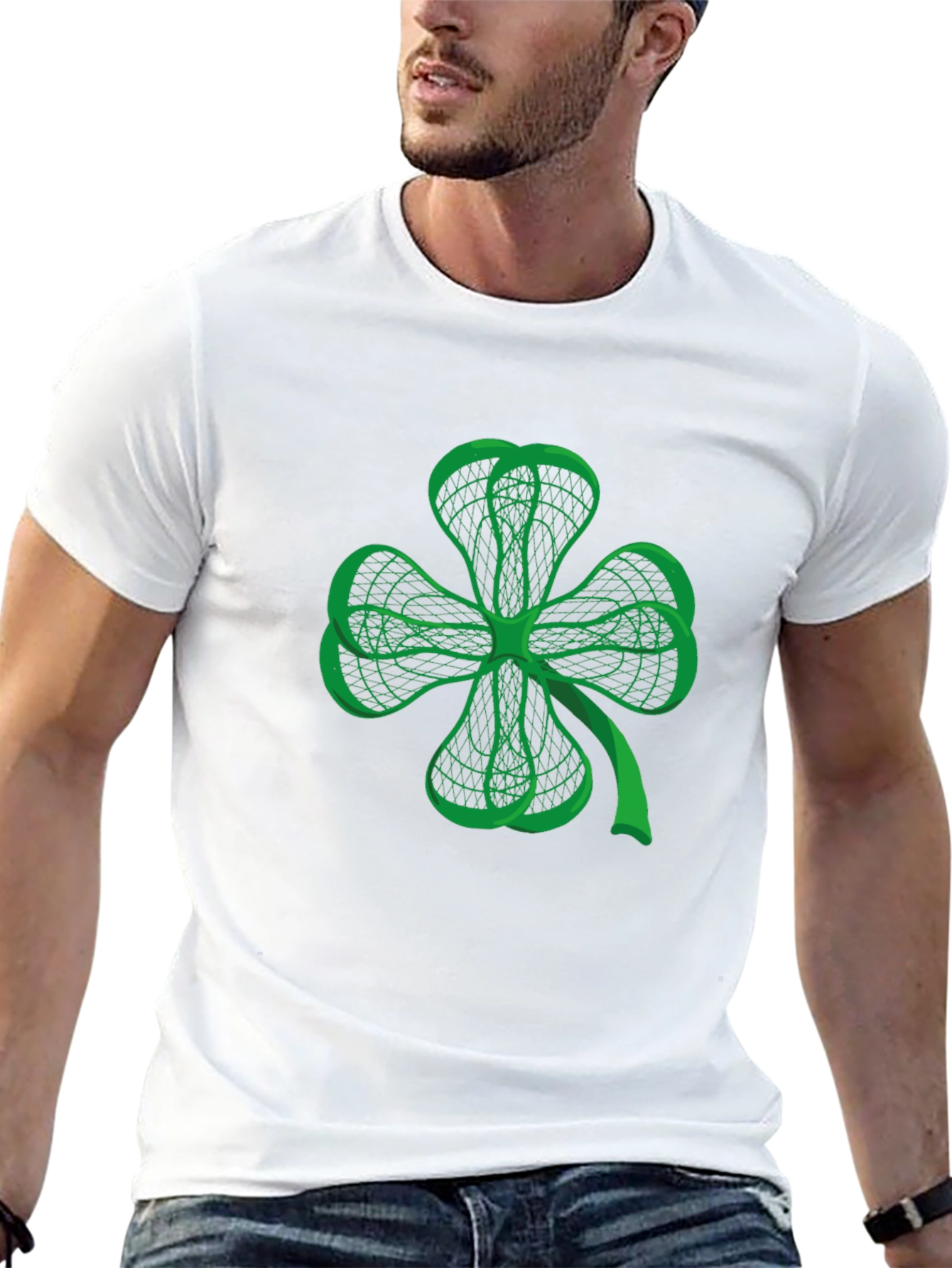 Lucky Clover Graphic Tee - Black Cotton T-Shirt