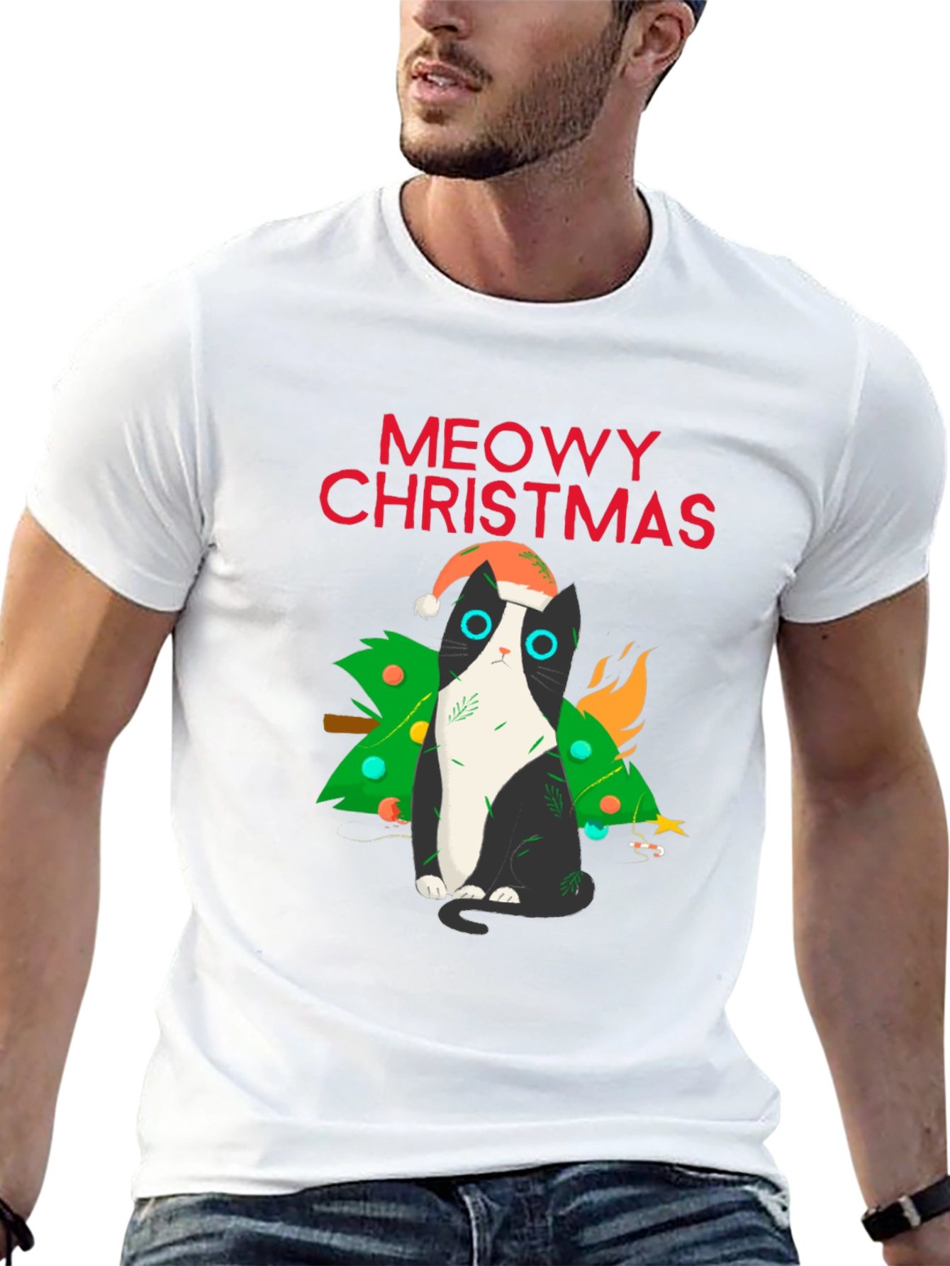 Meowy Christmas Cat T-Shirt