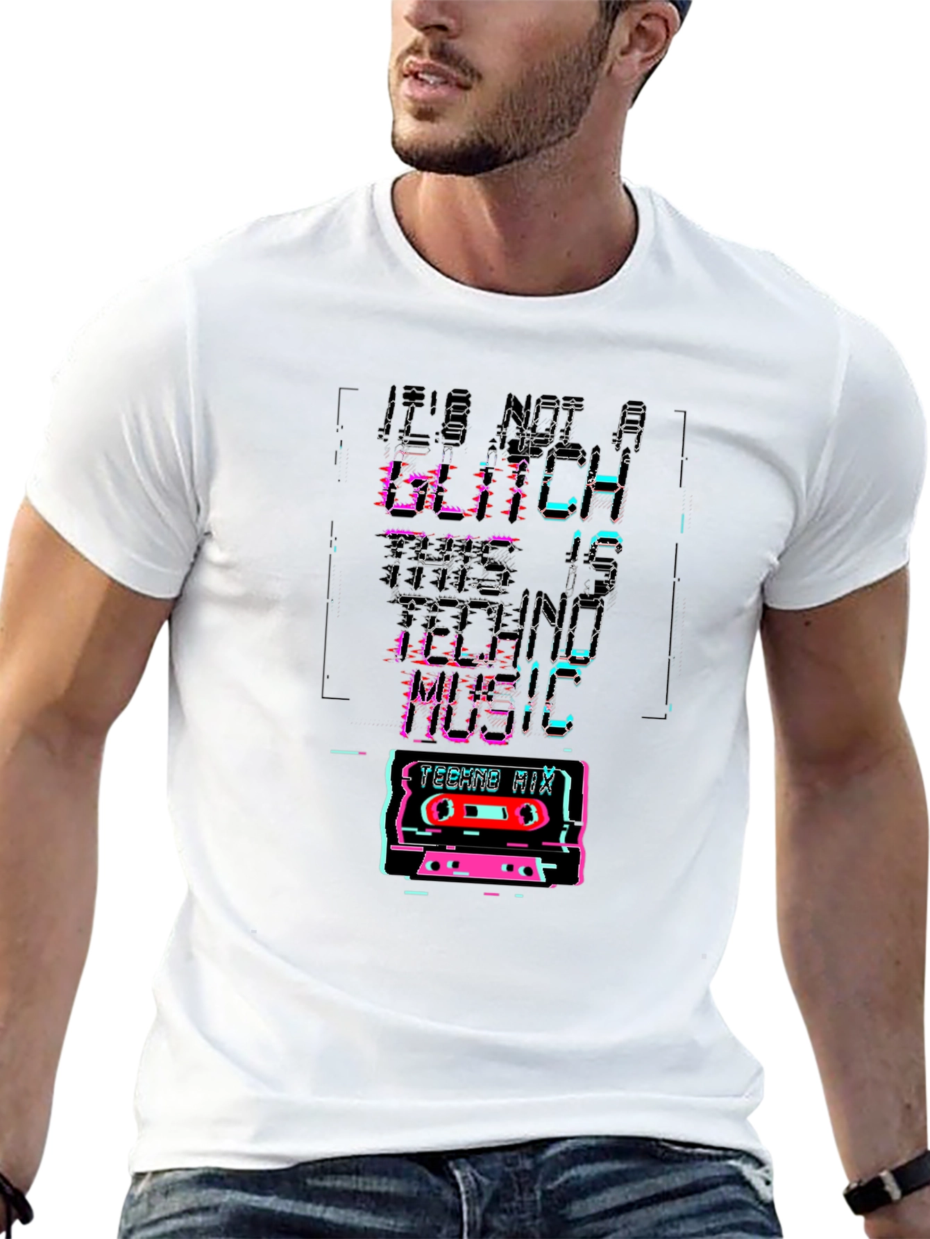 Retro Techno Music Glitch T-Shirt
