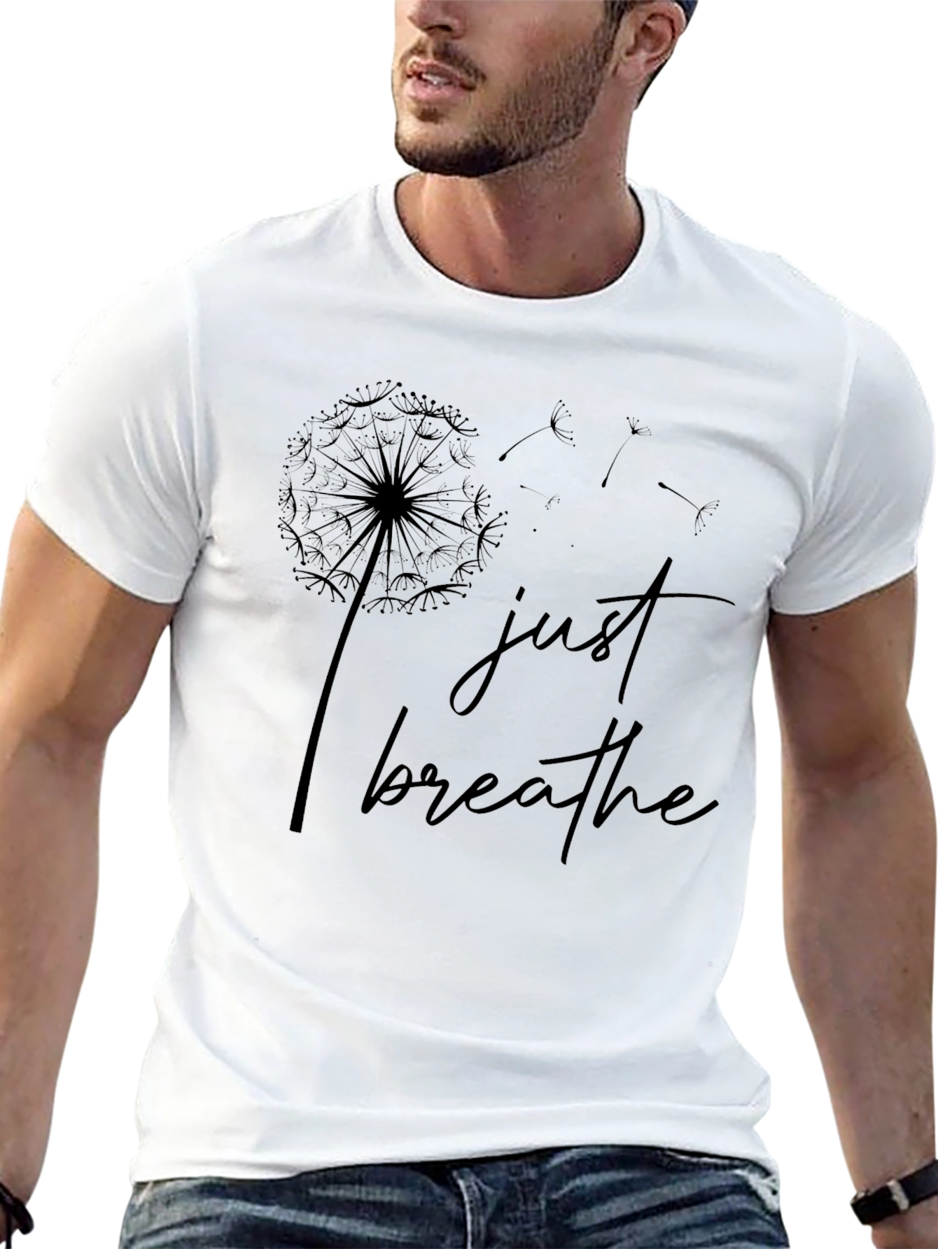 Just Breathe Dandelion Graphic T-Shirt - Relaxed Fit