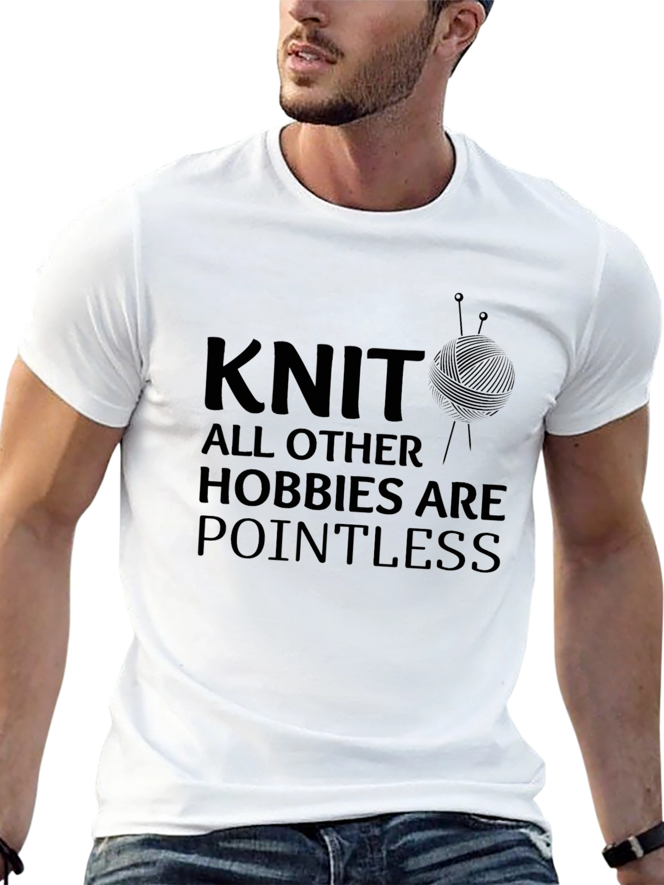 Knit All Hobbies Pointless Black Graphic Tee