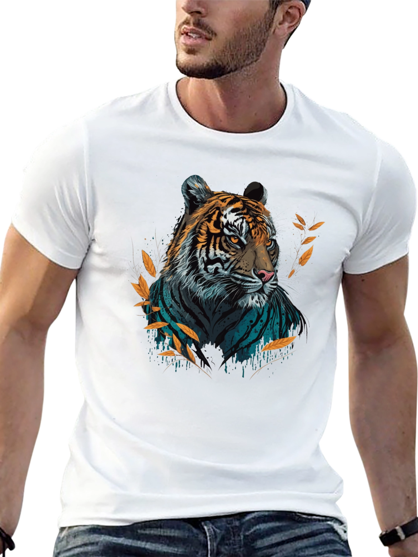 Bold Tiger Graphic T-Shirt - Stylish Crew Neck Tee
