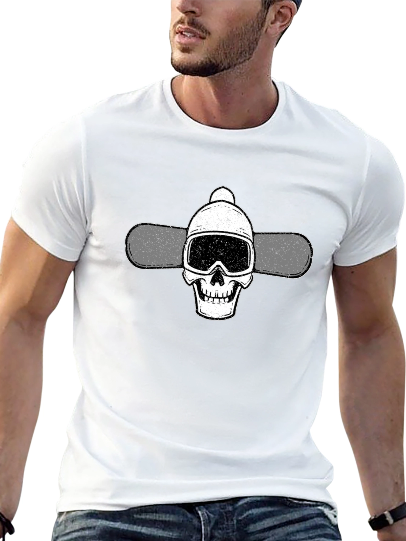 Skull Snowboard T-Shirt - Cool Winter Sports Tee