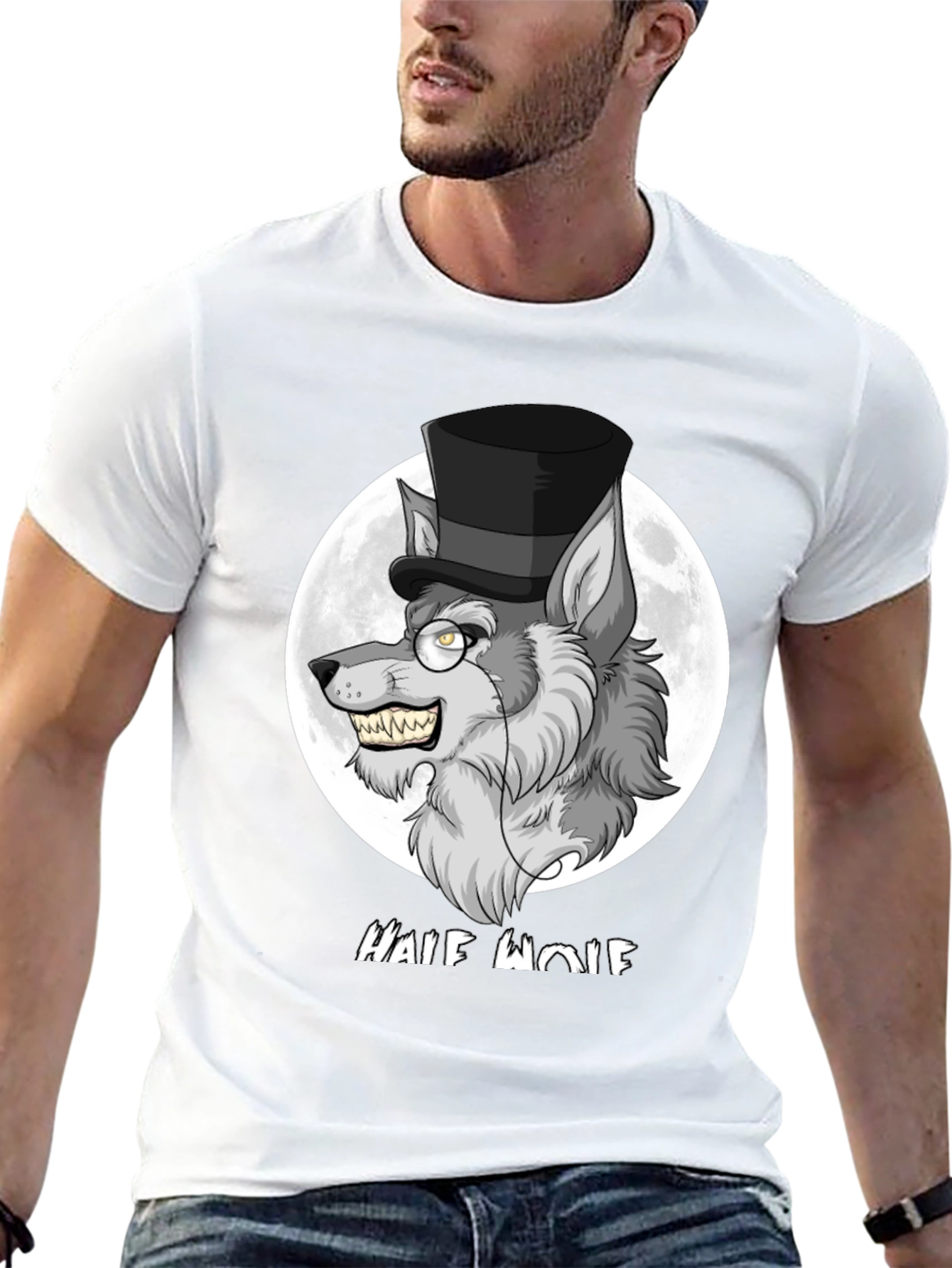Half Wolf Graphic Tee - Unique Design