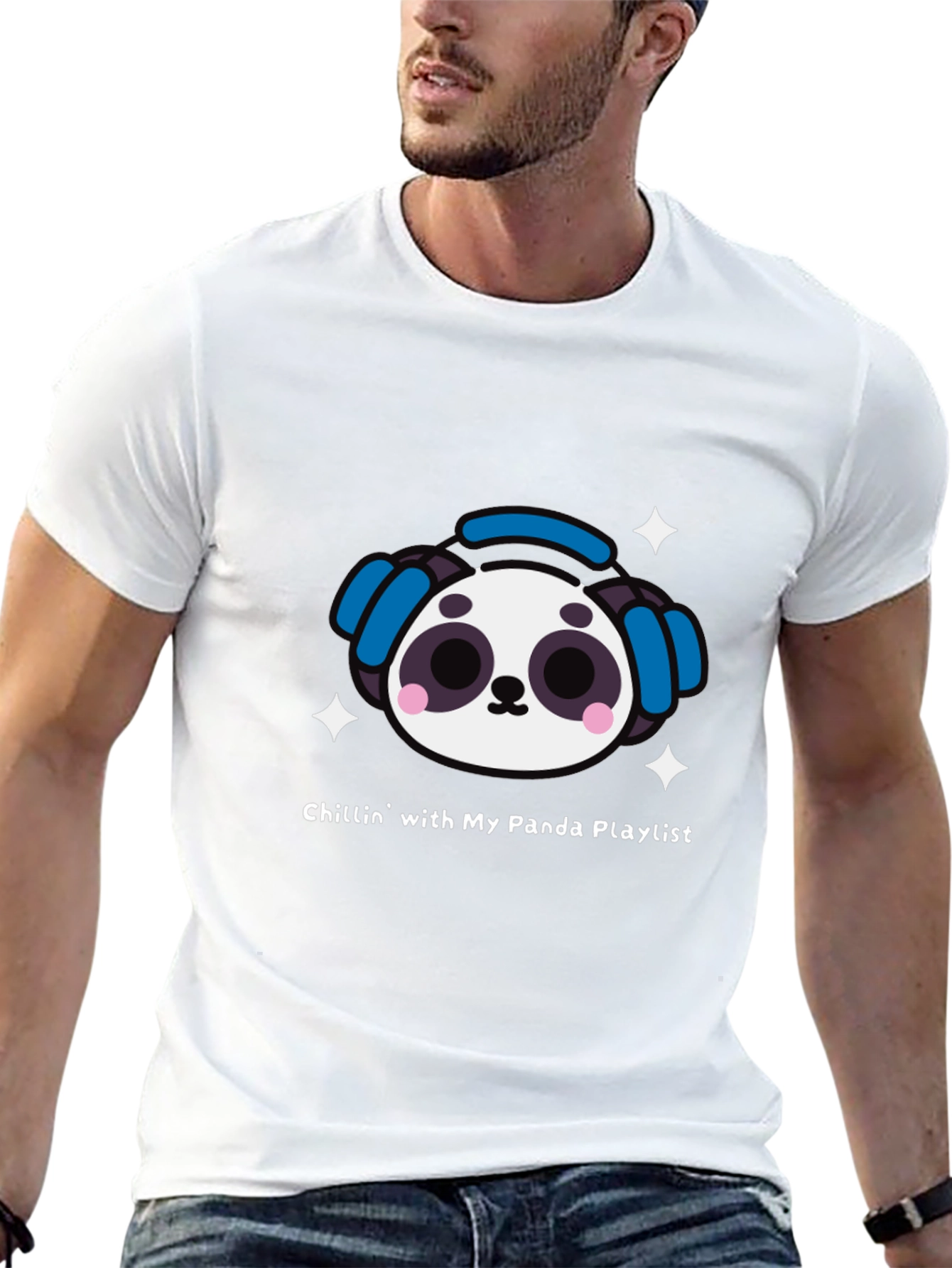 Chillin Panda Playlist Black T-Shirt