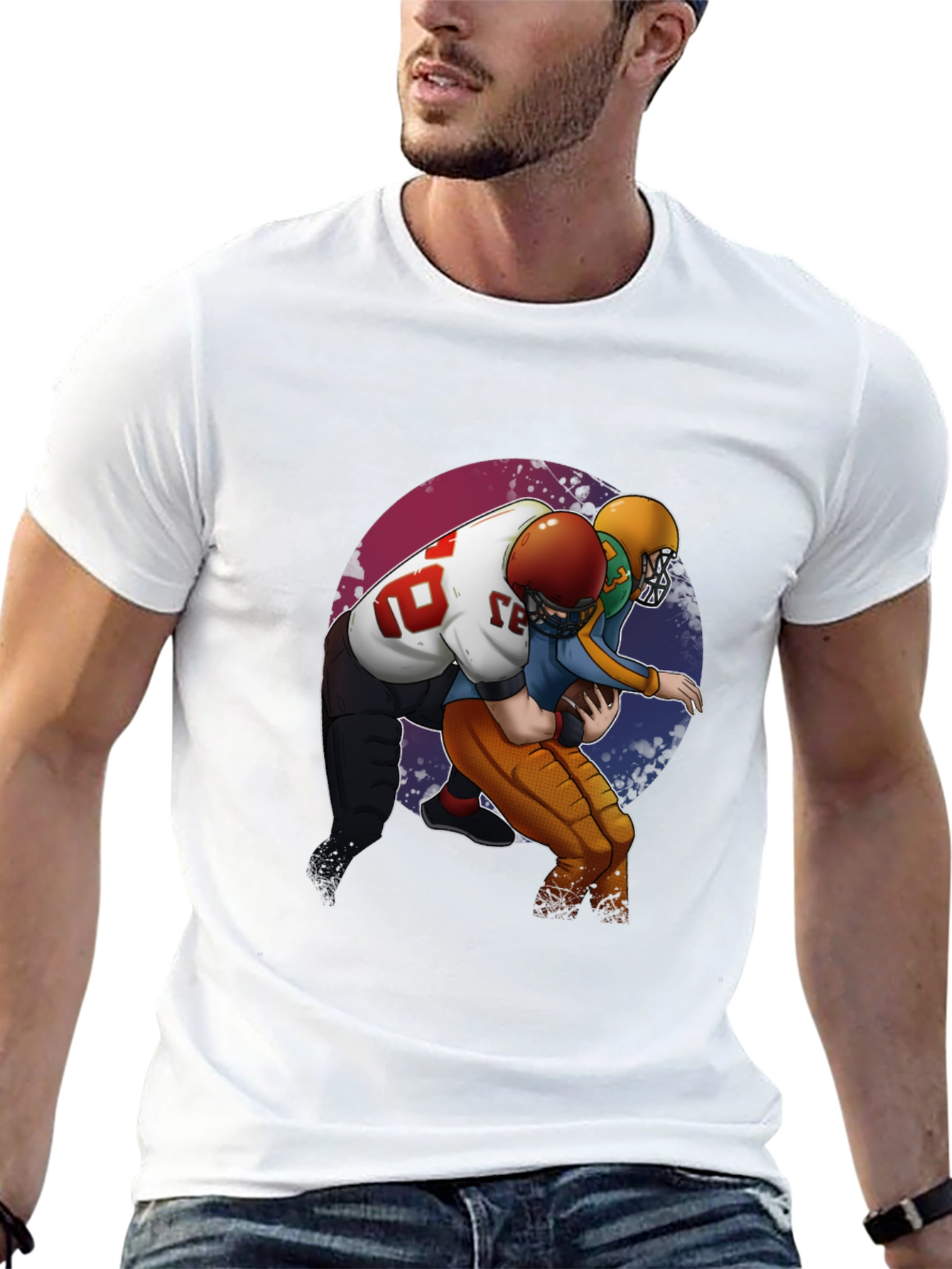 Football Players T-Shirt - Black Graphic Tee