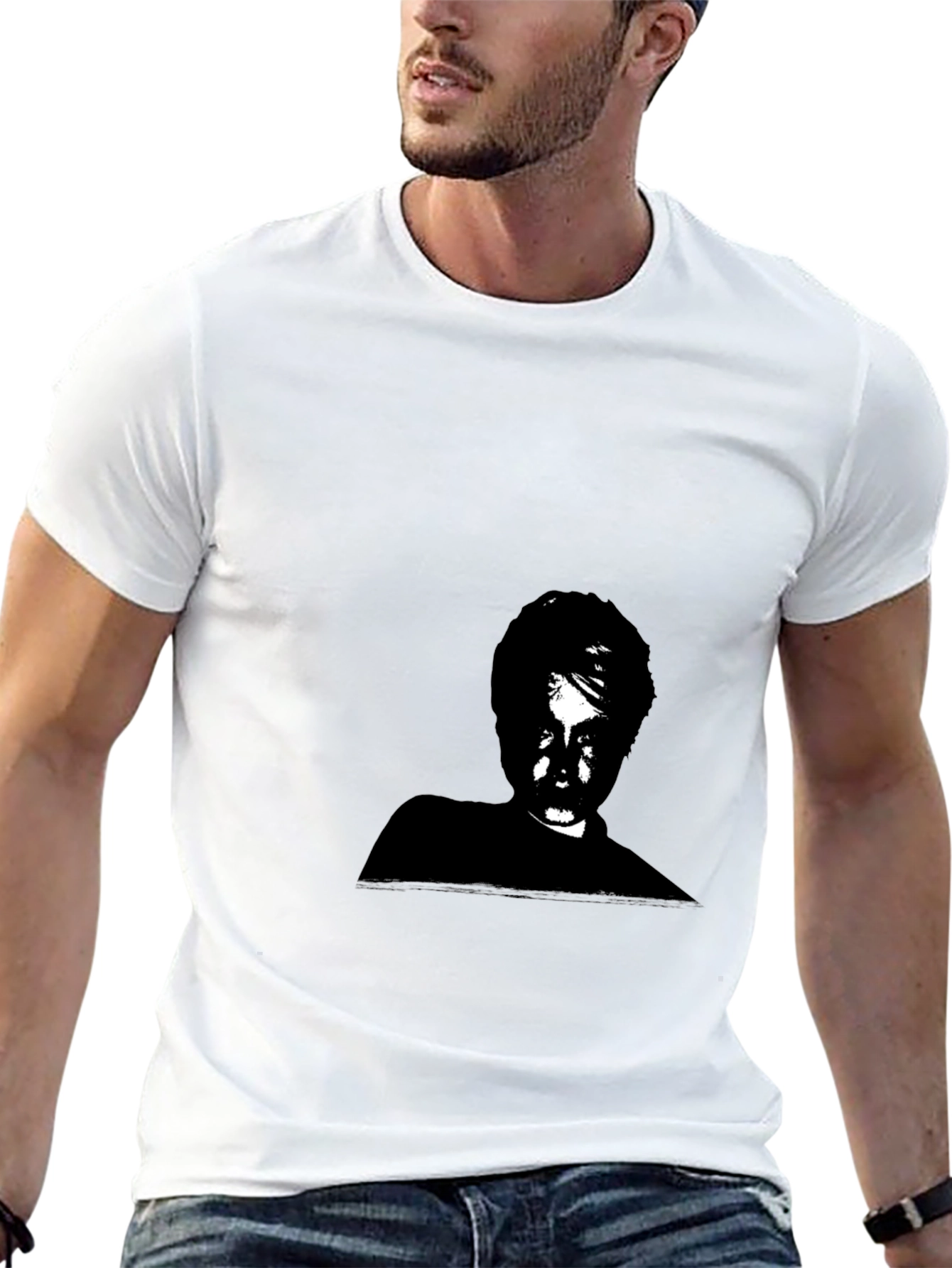 Monochrome Portrait Graphic Tee - Soft Cotton Blend