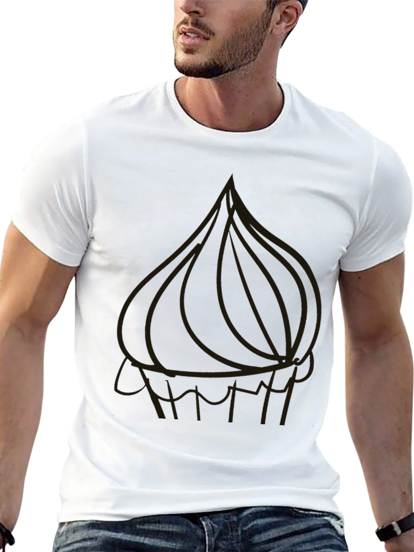 Mens Black Graphic T-Shirt - Onion Design