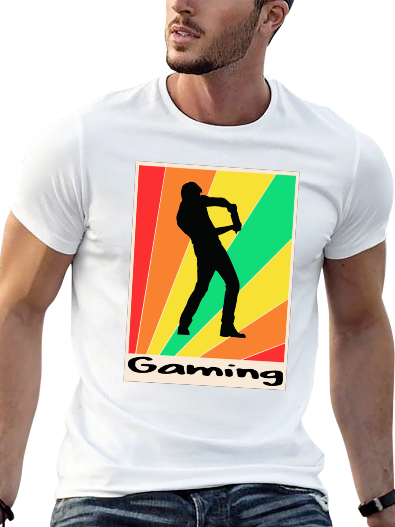 Gaming T-Shirt Retro Gamer Silhouette Graphic Tee