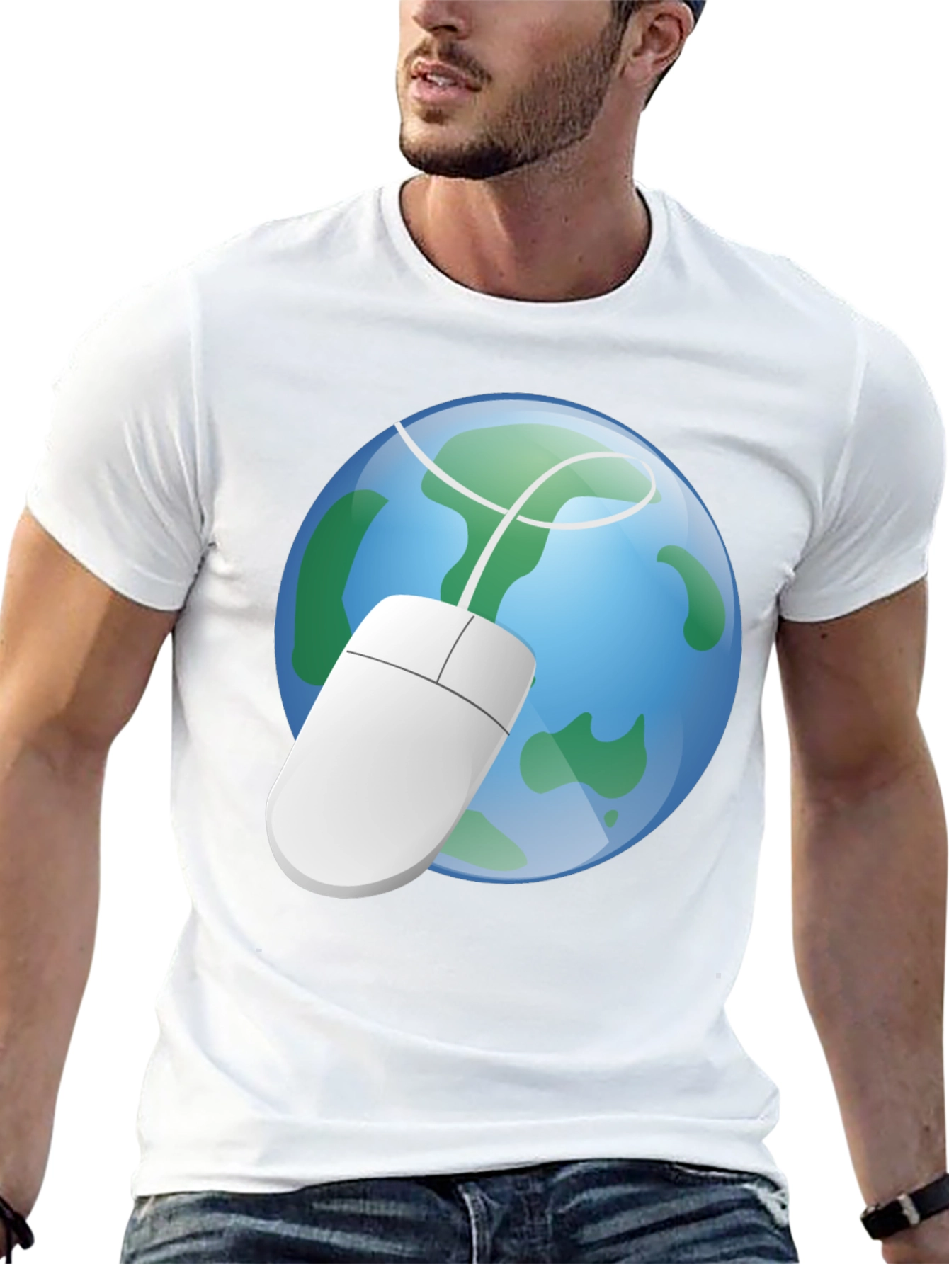 Earth Globe Computer Mouse Graphic Tee